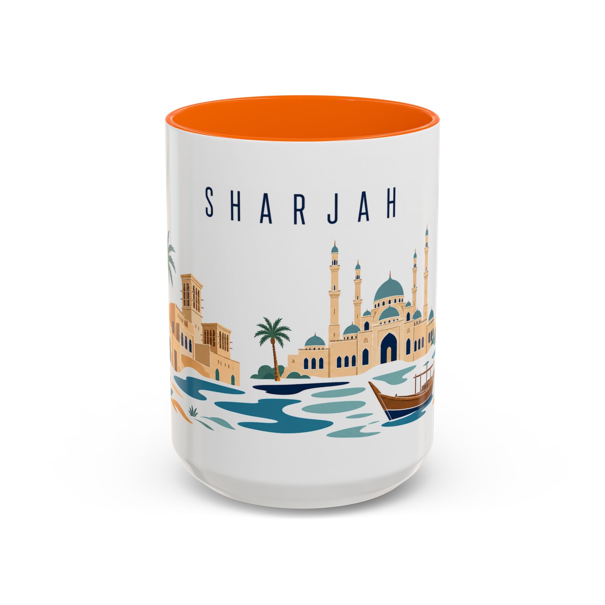 Sharjah Coffee Mug | United Arab Emirates Travel Souvenir | Porcelain Decal City Gift | 11oz 15oz Accent Mug