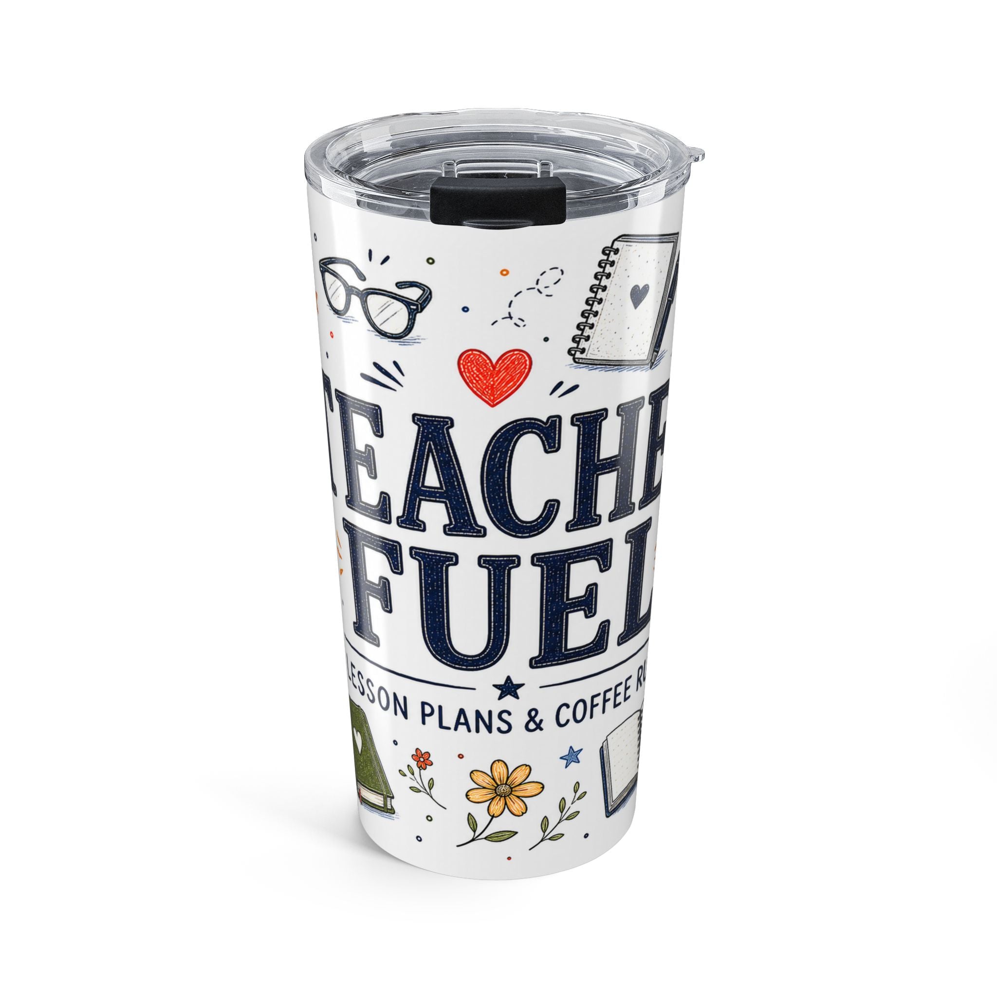 Teacher Fuel 20oz Tumbler | Teacher Coffee Tumbler | Insulated Stainless Steel Travel Cup