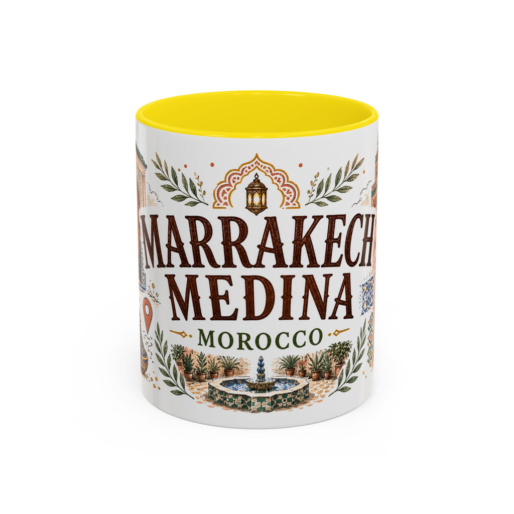 Marrakech Medina Coffee Mug | Travel Destination Souvenir Gift | Accent Color Ceramic 11oz 15oz