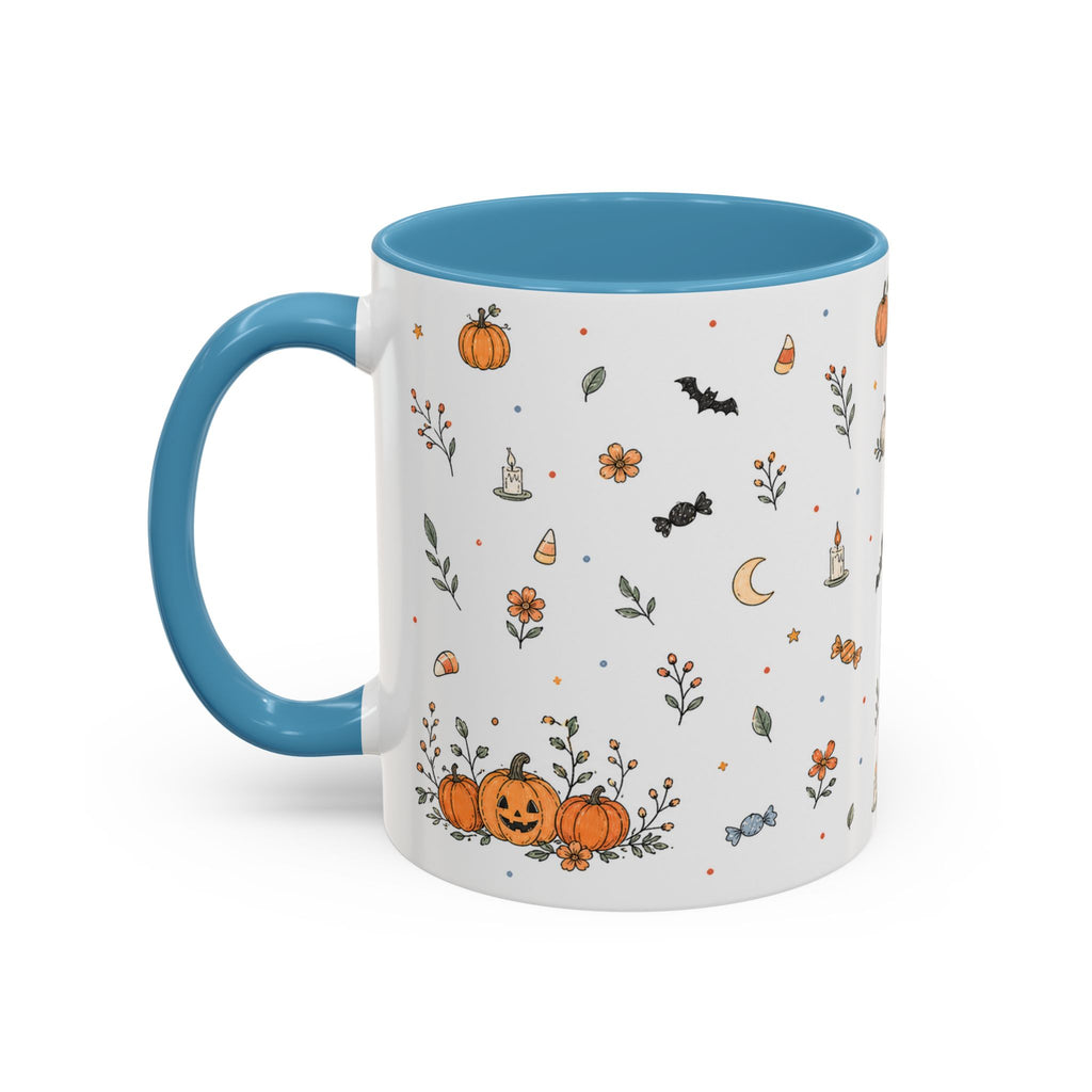 Halloween Party Mug | Ghost Black Cat Candy Watercolor Gift | Accent Cup 11oz 15oz