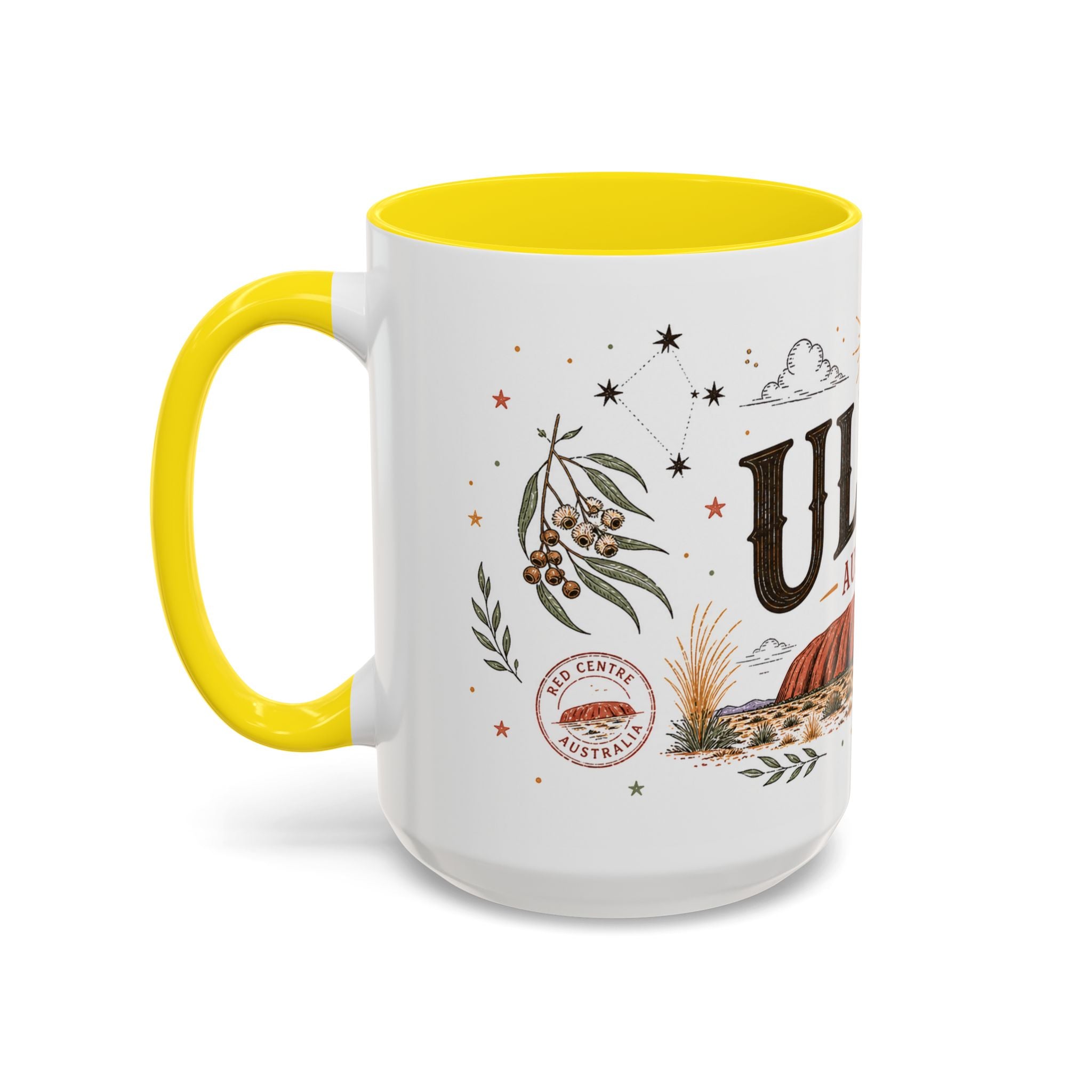 Uluru Coffee Mug | Travel Destination Souvenir Gift | Accent Color Ceramic 11oz 15oz