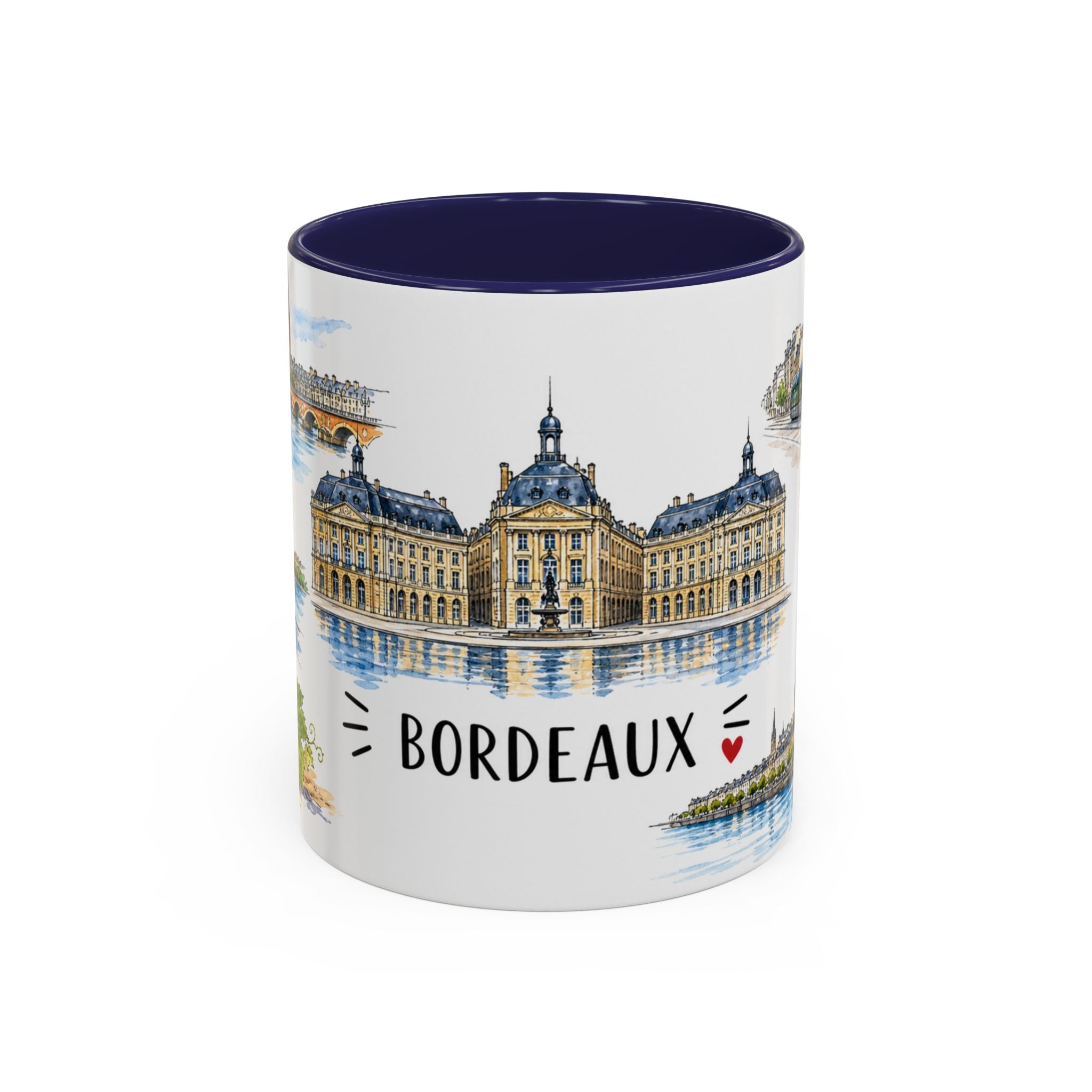 Bordeaux Illustrated Travel Mug | City Souvenir Accent Coffee Mug | 11oz 15oz Ceramic Cup