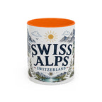 Swiss Alps Coffee Mug | Travel Destination Souvenir Gift | Accent Color Ceramic 11oz 15oz
