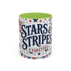 Stars and Stripes Forever Coffee Mug | Patriotic 4th of July Gift | Accent Color Ceramic 11oz 15oz