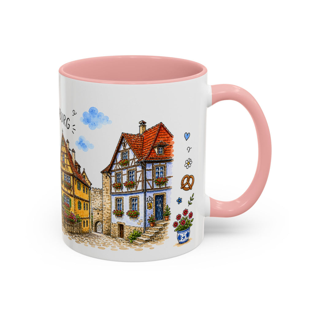 Rothenburg Illustrated Travel Mug | Germany Souvenir Accent Coffee Mug | 11oz 15oz Ceramic Cup