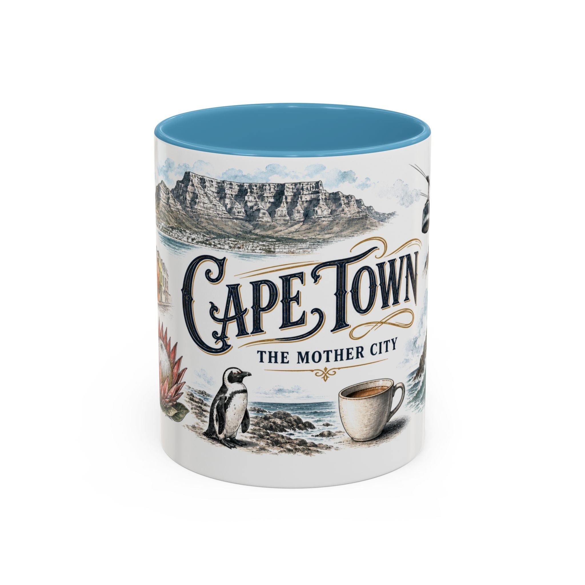 Cape Town Coffee Mug | South Africa Travel Souvenir | Vintage Illustrated City Gift | 11 oz 15 oz Accent Mug