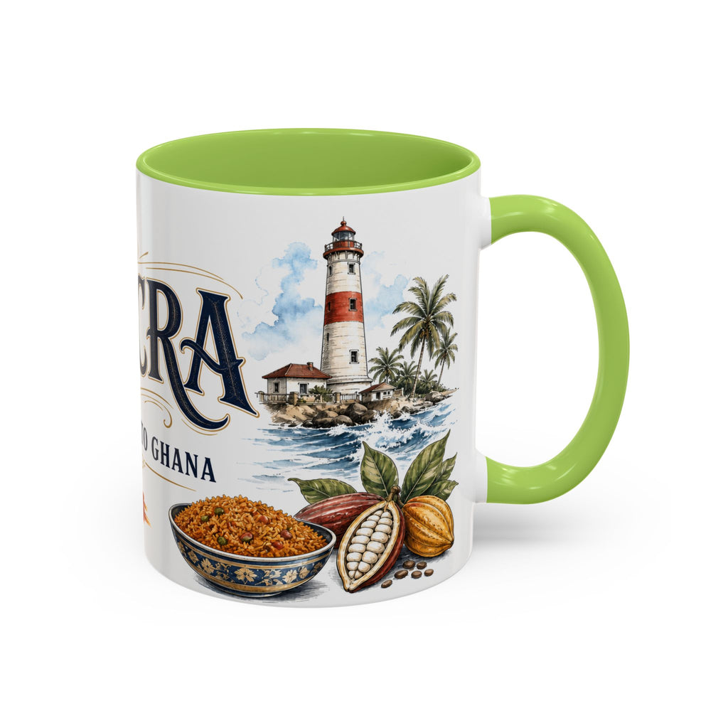Accra Coffee Mug | Ghana Travel Souvenir | Vintage Illustrated City Gift | 11 oz 15 oz Accent Mug