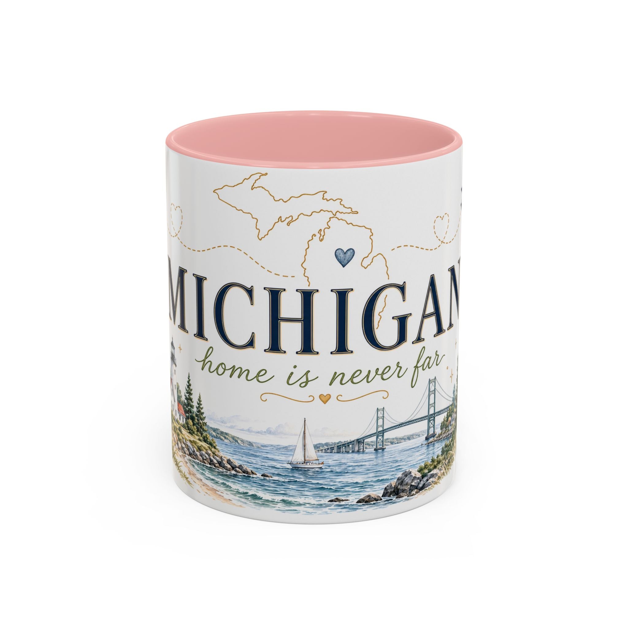 Michigan State Map Mug | Botanical Accents, Lakes Art | Homesick Gift
