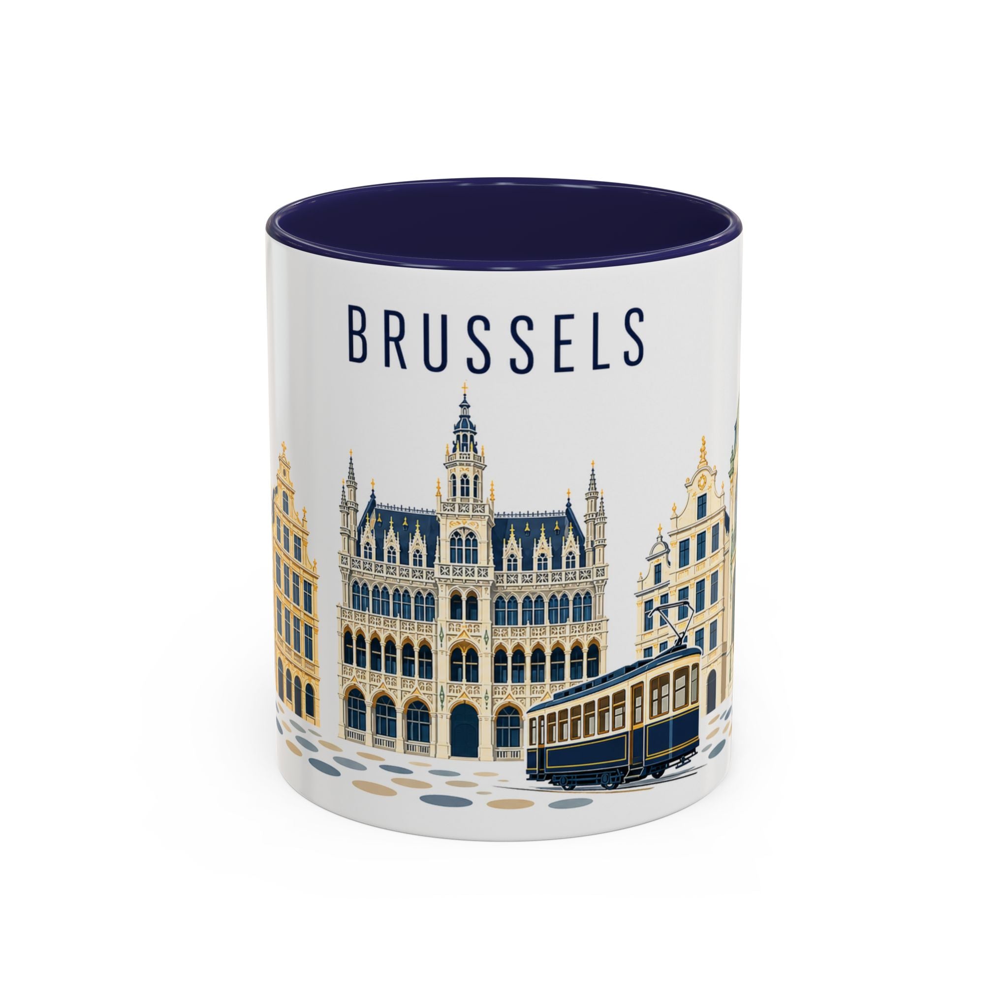 Brussels Coffee Mug | Belgium Travel Souvenir | Porcelain Decal City Gift | 11oz 15oz Accent Mug