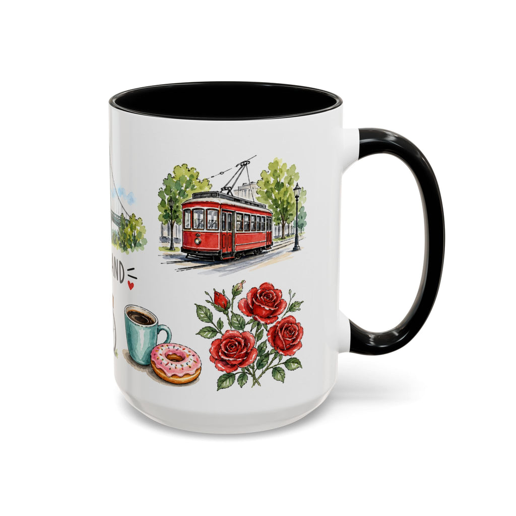 Portland Illustrated Travel Mug | City Souvenir Accent Coffee Mug | 11oz 15oz Ceramic Cup