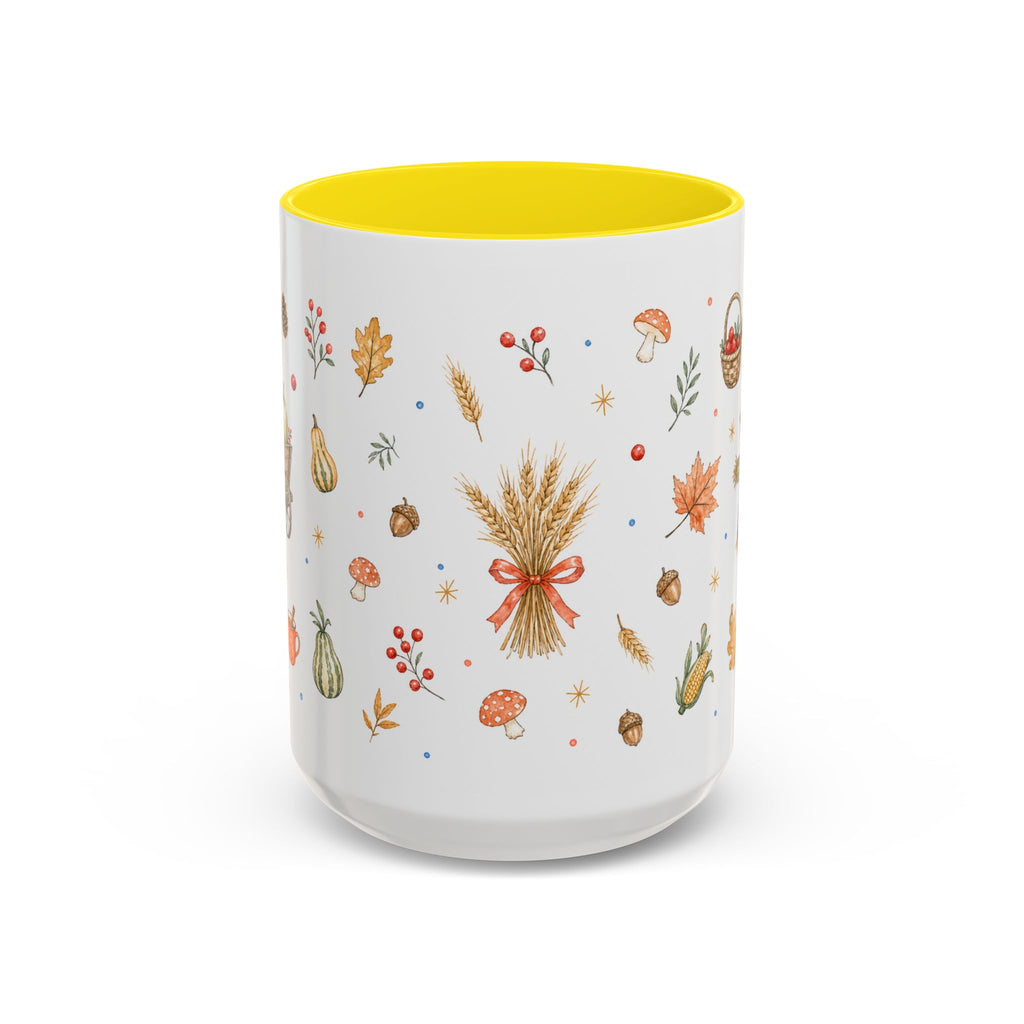 Thanksgiving Mug | Country Harvest Watercolor Gift | Pumpkin Scarecrow Accent Cup 11oz 15oz