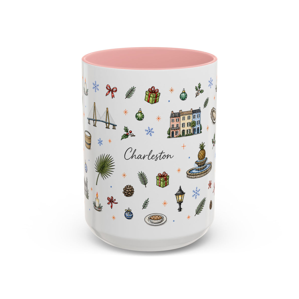 Charleston Christmas Mug | Watercolor City Souvenir, Holiday Travel Gift (11oz/15oz)