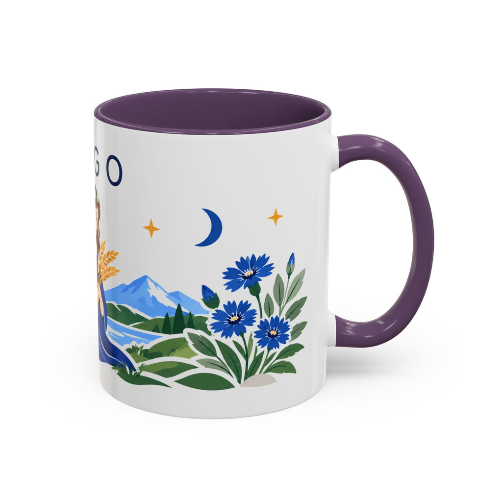 Virgo Zodiac Coffee Mug | Maiden and Wheat Design | Astrology Birthday Gift | 11 oz 15 oz Ceramic Accent Mug