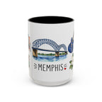 Memphis Illustrated Travel Mug | City Souvenir Accent Coffee Mug | 11oz 15oz Ceramic Cup