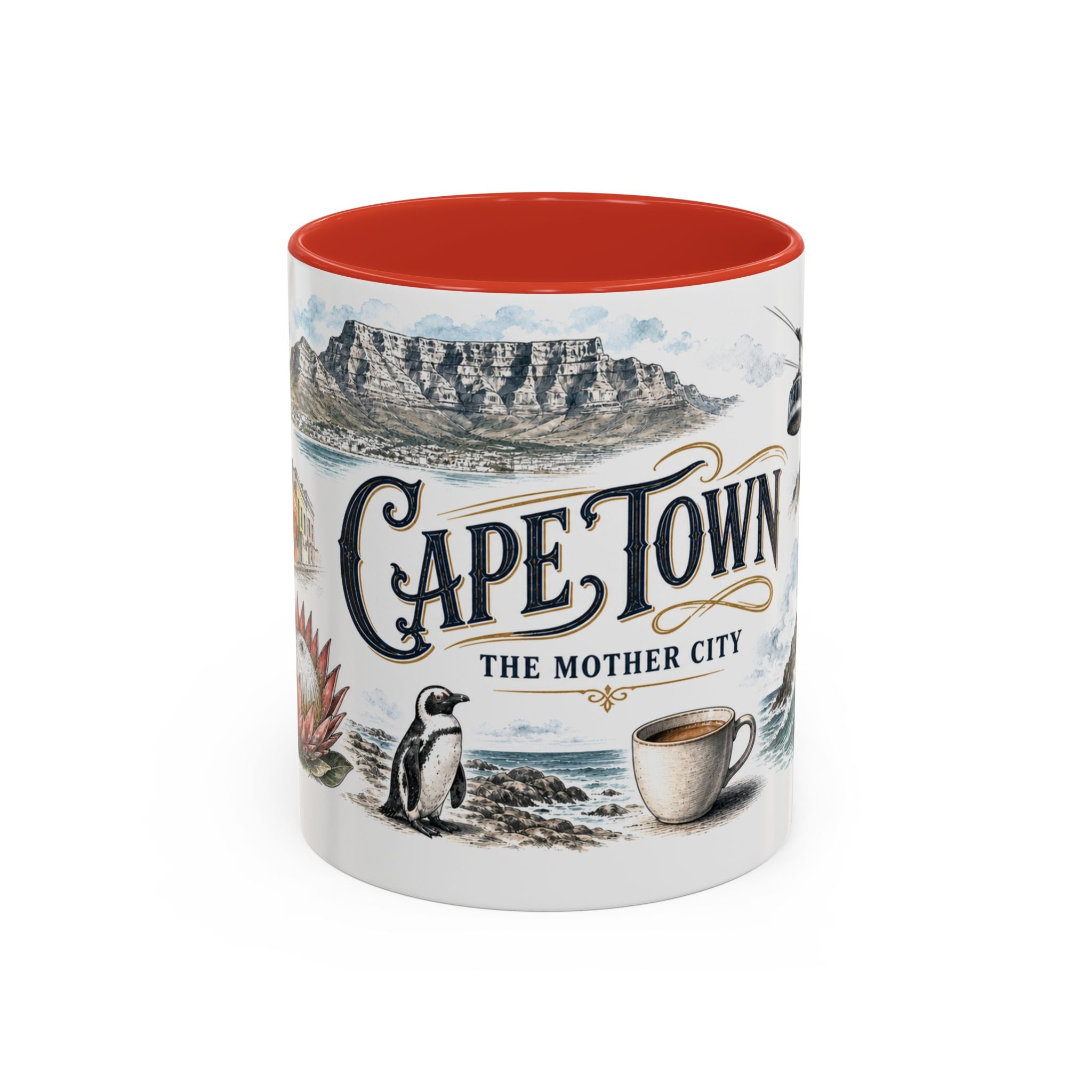 Cape Town Coffee Mug | South Africa Travel Souvenir | Vintage Illustrated City Gift | 11 oz 15 oz Accent Mug