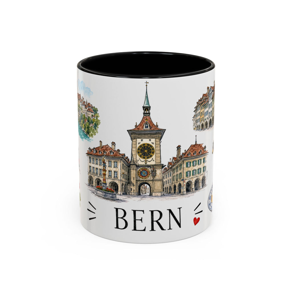 Bern Illustrated Travel Mug | City Souvenir Accent Coffee Mug | 11oz 15oz Ceramic Cup