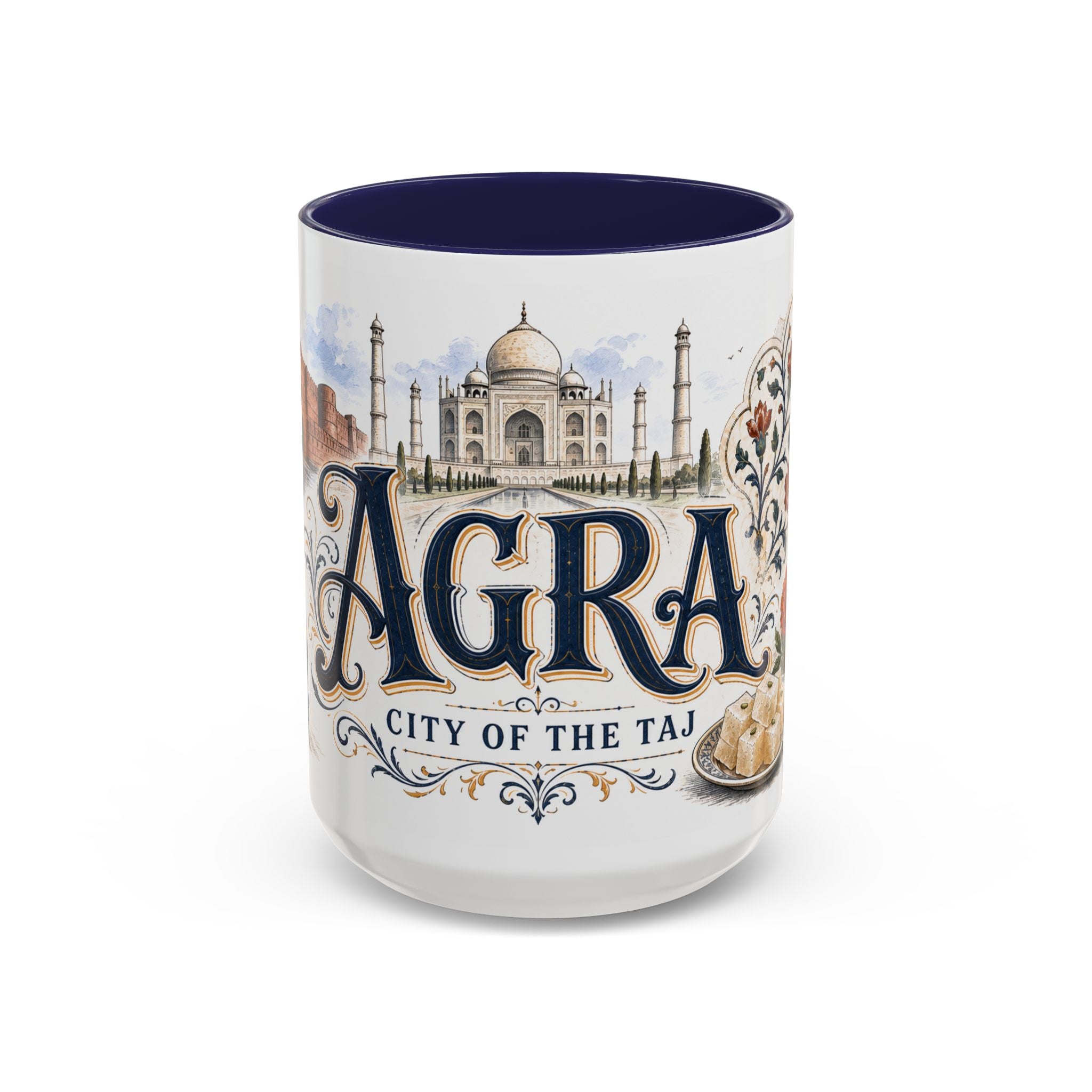 Agra Coffee Mug | India Travel Souvenir | Vintage Illustrated City Gift | 11 oz 15 oz Accent Mug