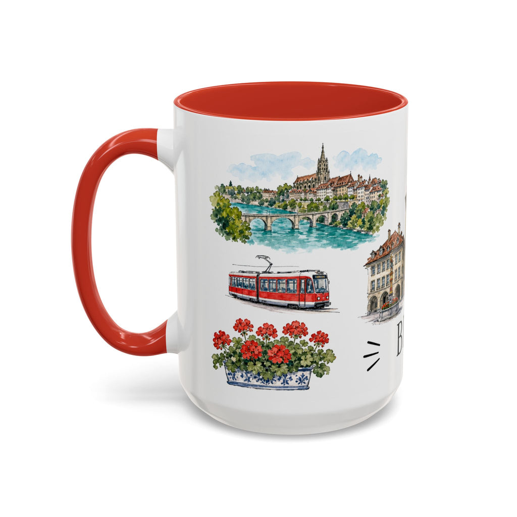 Bern Illustrated Travel Mug | City Souvenir Accent Coffee Mug | 11oz 15oz Ceramic Cup