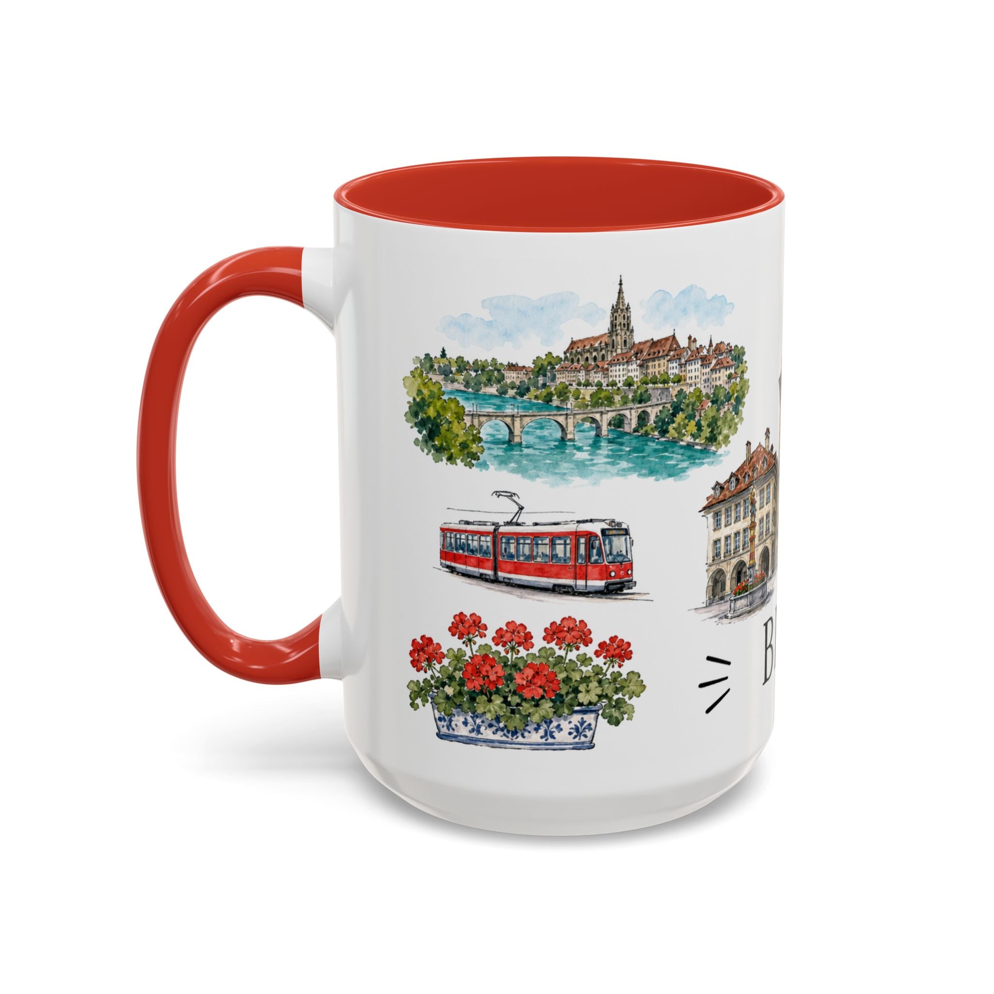 Bern Illustrated Travel Mug | City Souvenir Accent Coffee Mug | 11oz 15oz Ceramic Cup