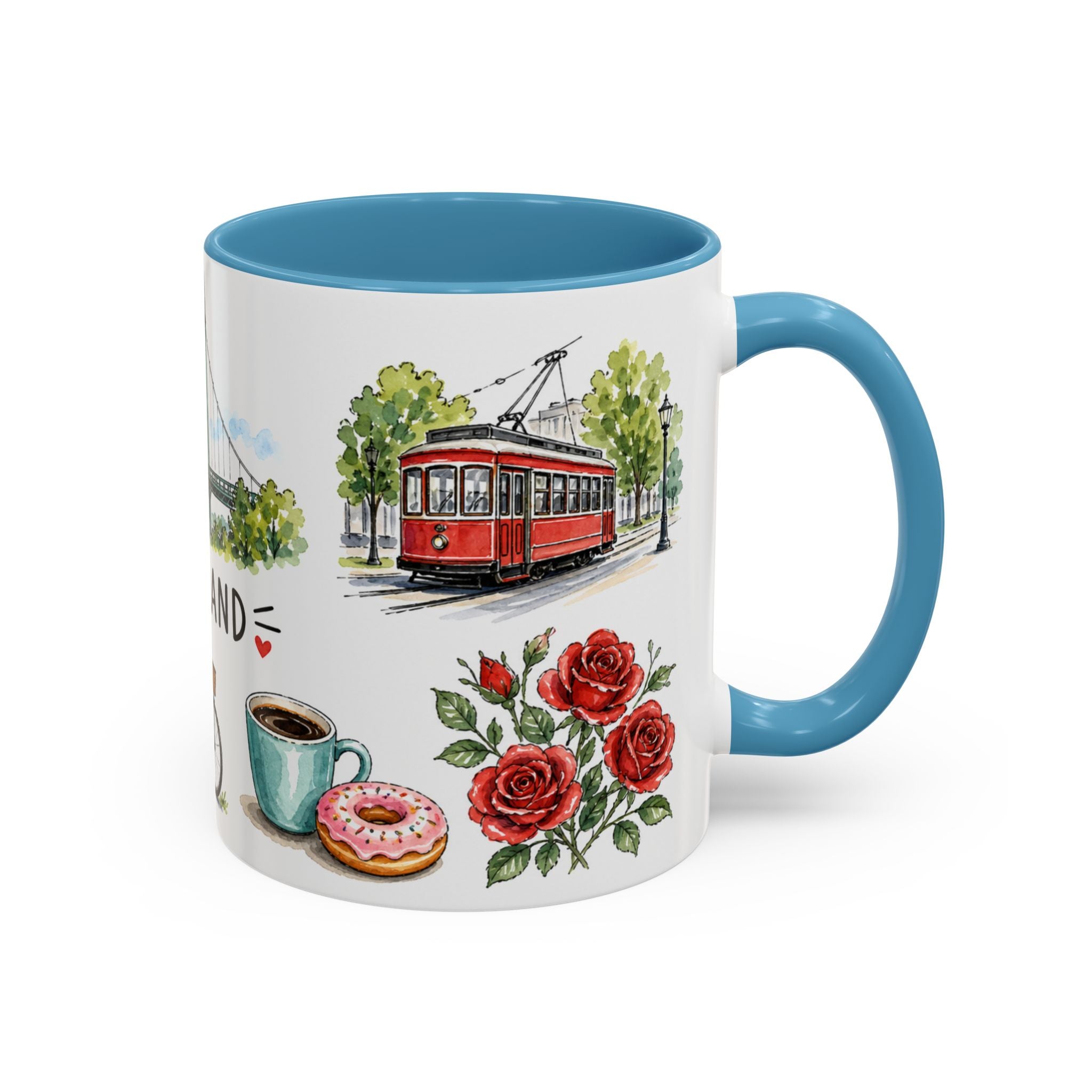 Portland Illustrated Travel Mug | City Souvenir Accent Coffee Mug | 11oz 15oz Ceramic Cup