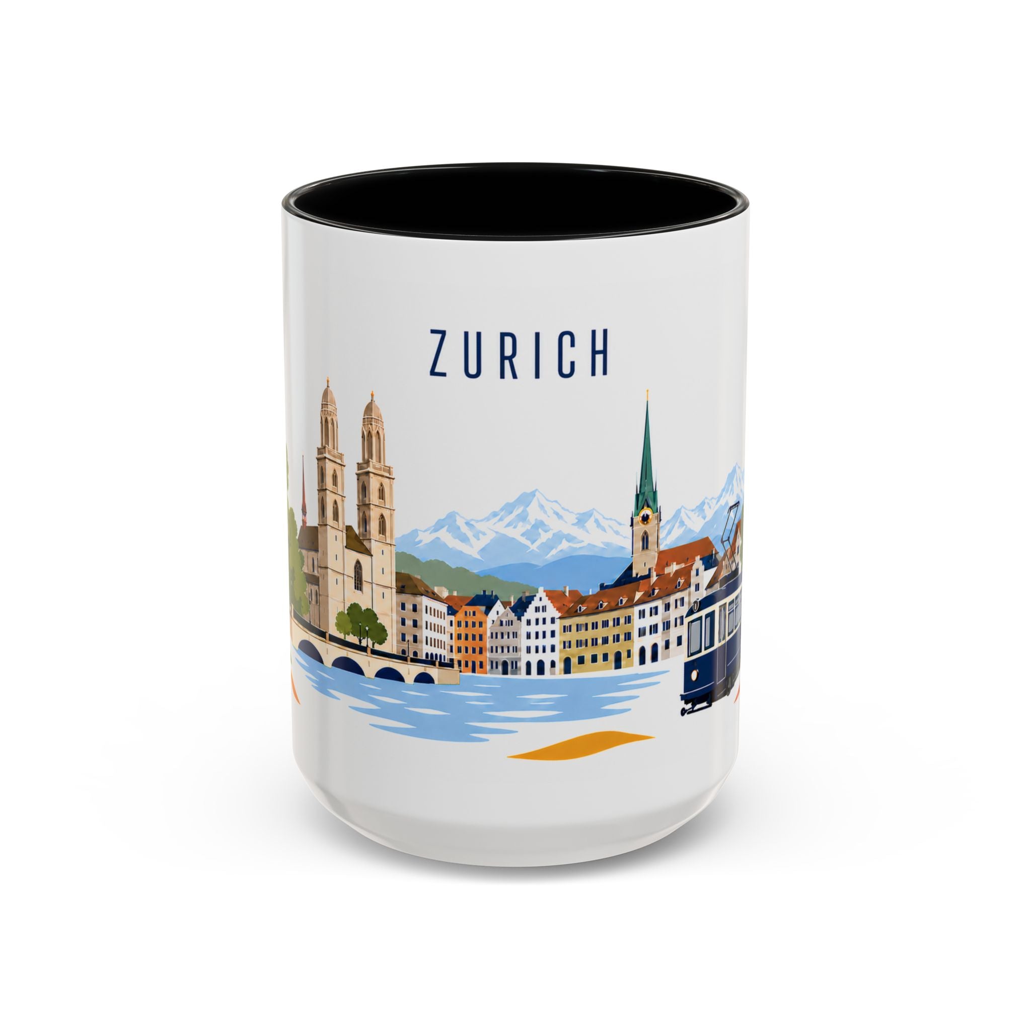 Zurich Coffee Mug | Switzerland Travel Souvenir | Porcelain Decal City Gift | 11oz 15oz Accent Mug