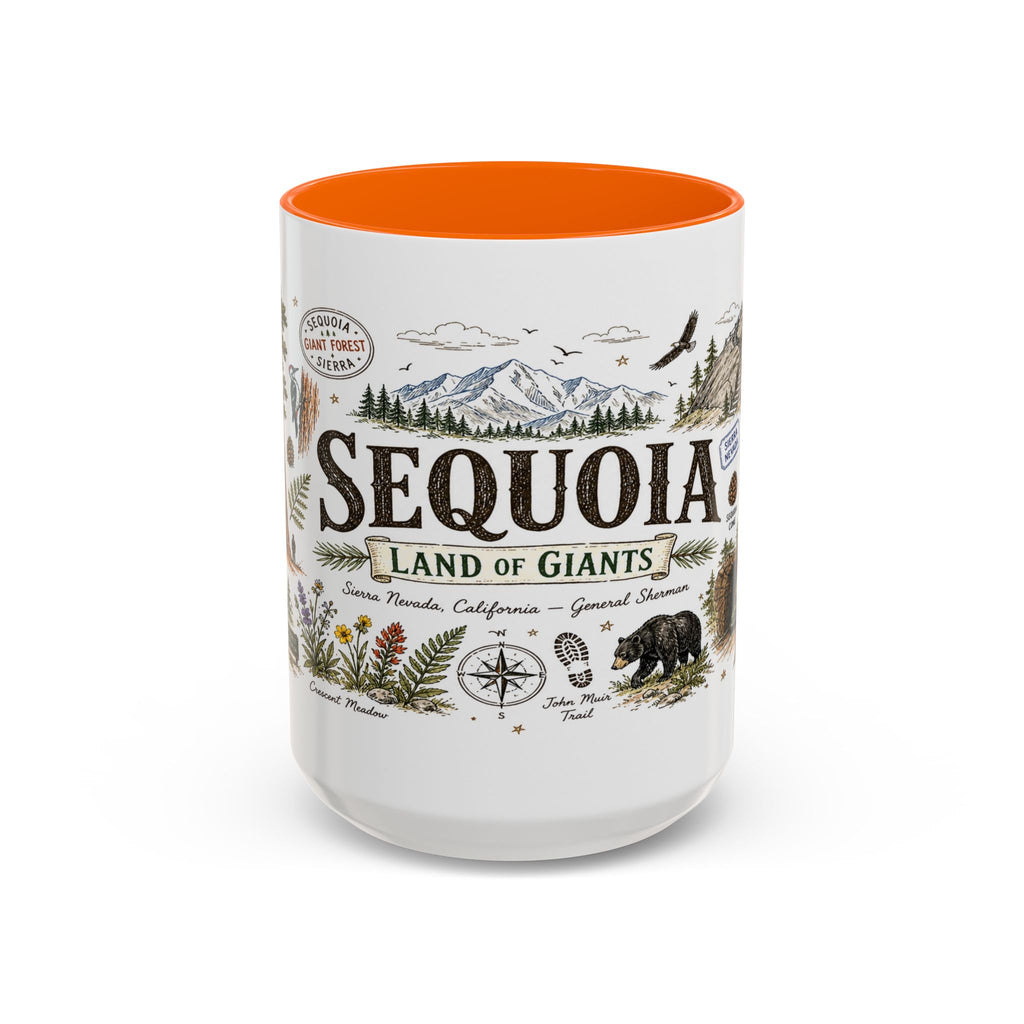 Sequoia Coffee Mug | National Park Hiking California Gift | Accent Color Ceramic 11oz 15oz