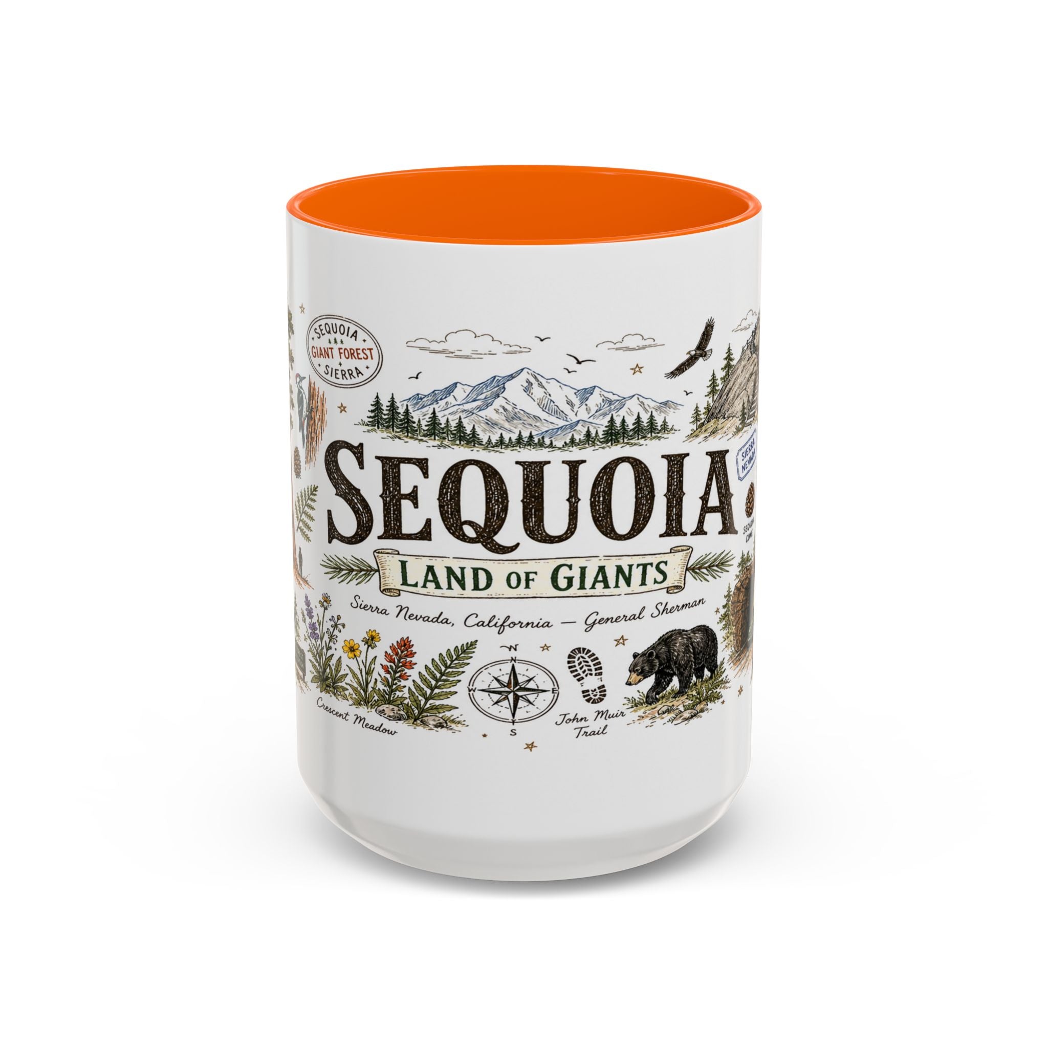 Sequoia Coffee Mug | National Park Hiking California Gift | Accent Color Ceramic 11oz 15oz
