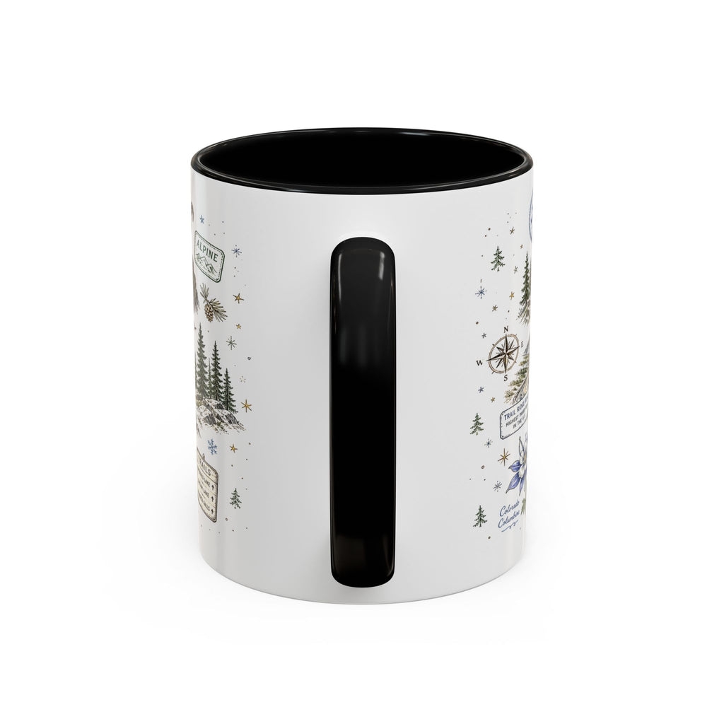 Rocky Mountain Coffee Mug | National Park Hiking Camping Gift | Accent Color Ceramic 11oz 15oz