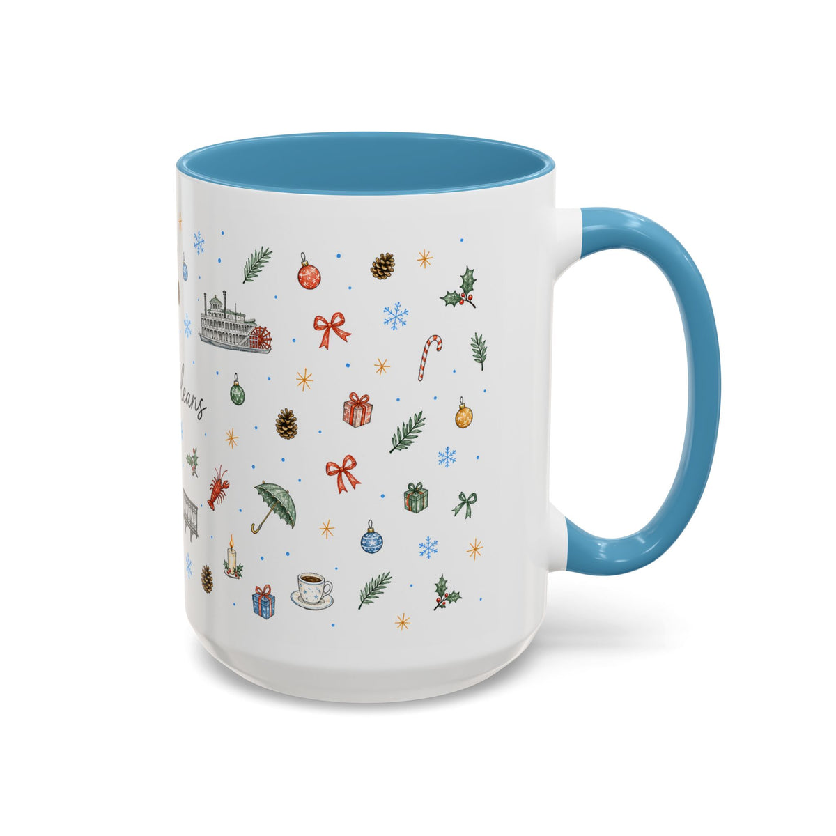 New Orleans Christmas Mug | Watercolor City Souvenir, Travel Gift (11oz/15oz)