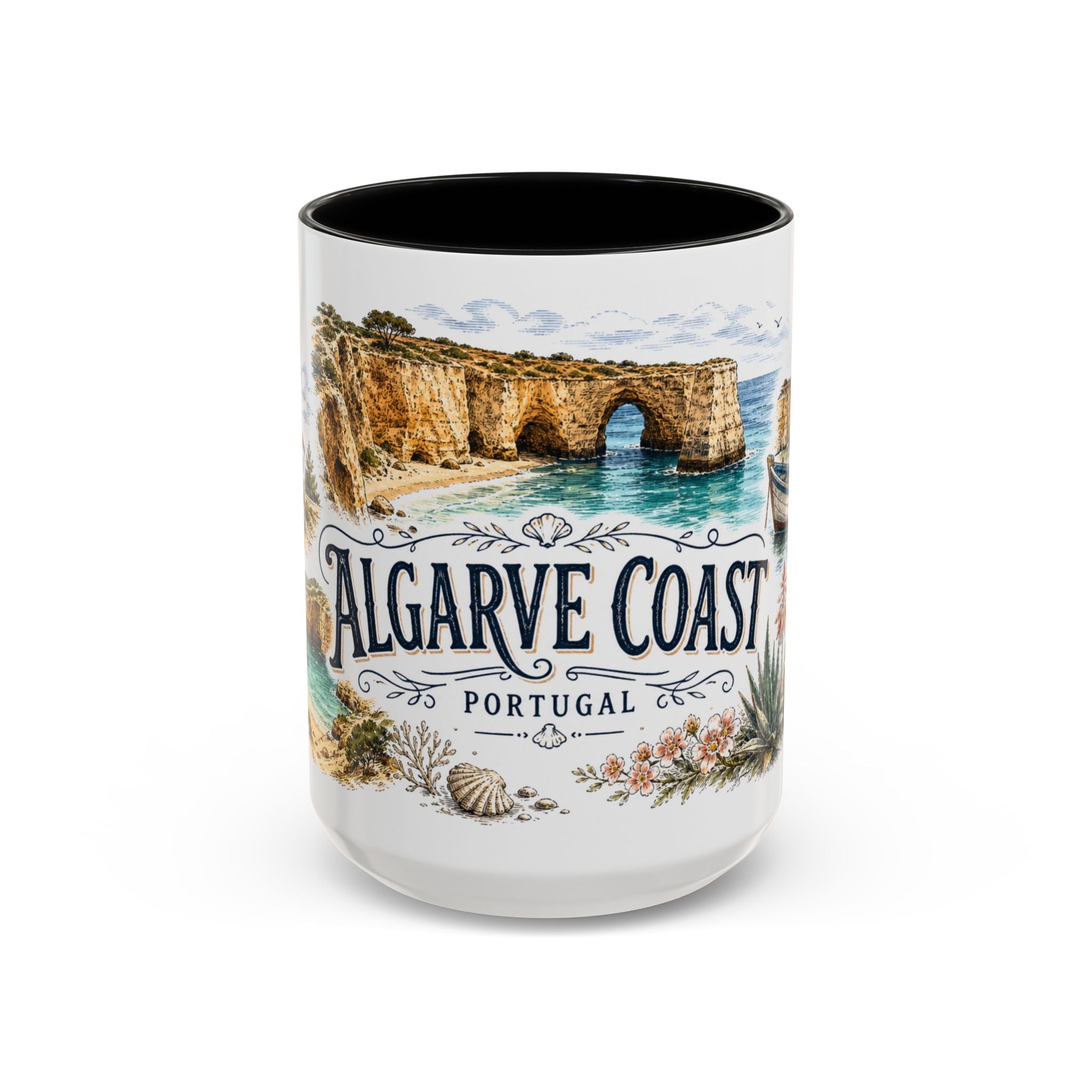 Algarve Coast Mug, Portugal Travel Souvenir, Bucket List Gift, Accent Ceramic Coffee Mug 11oz 15oz