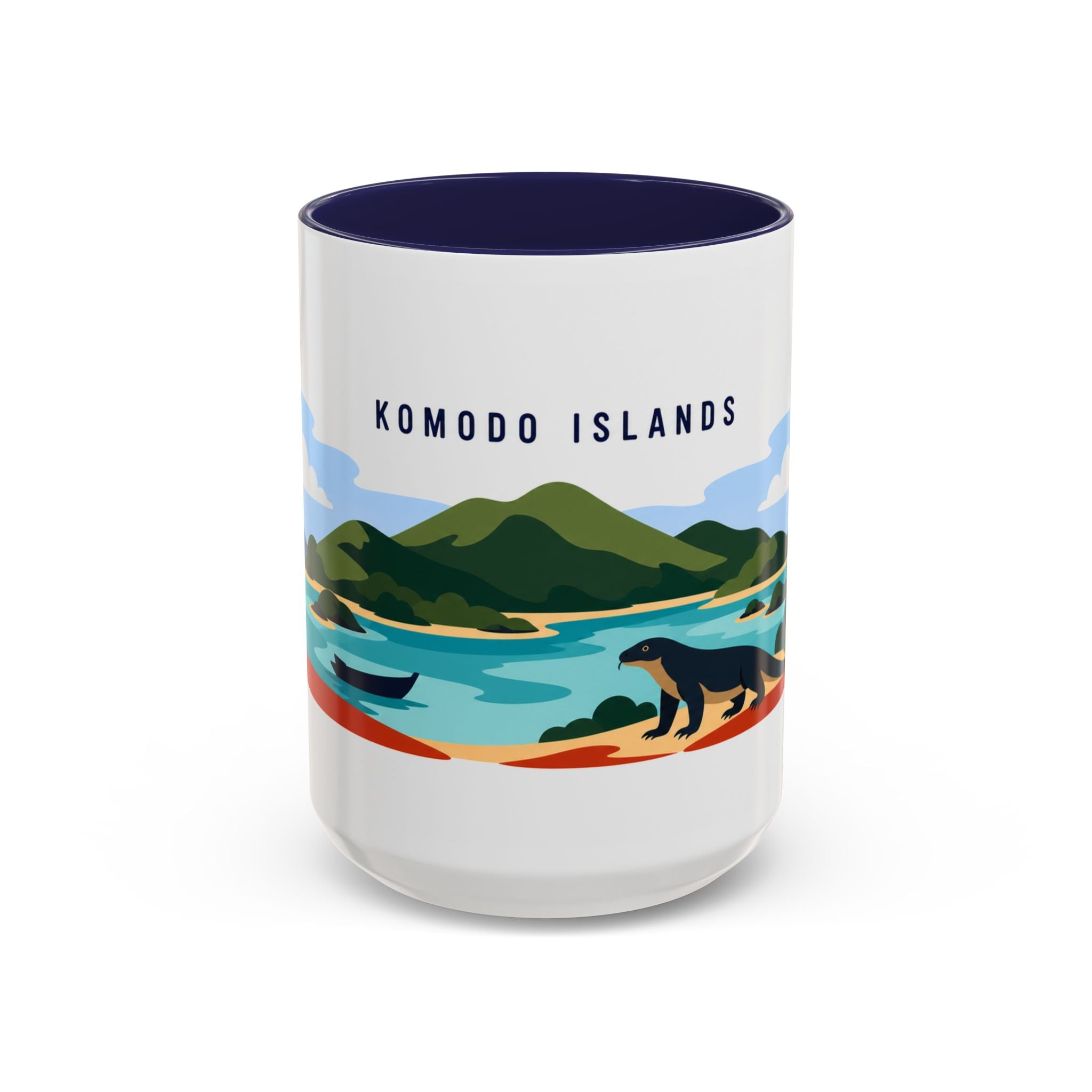 Komodo Islands Coffee Mug | Travel Destination Souvenir Gift | Accent Color Ceramic 11oz 15oz