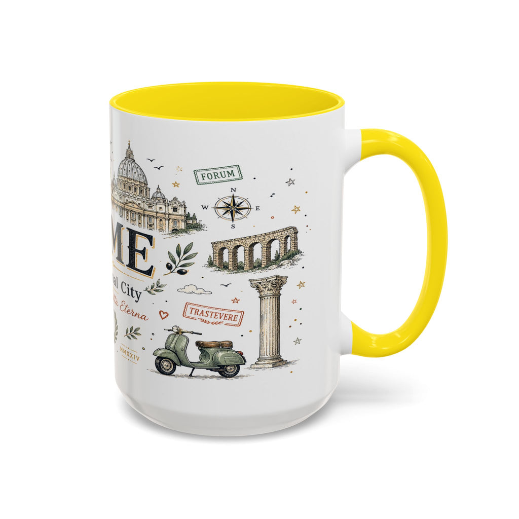 Rome Coffee Mug | Italy Souvenir Travel Gift | Accent Color Ceramic 11oz 15oz