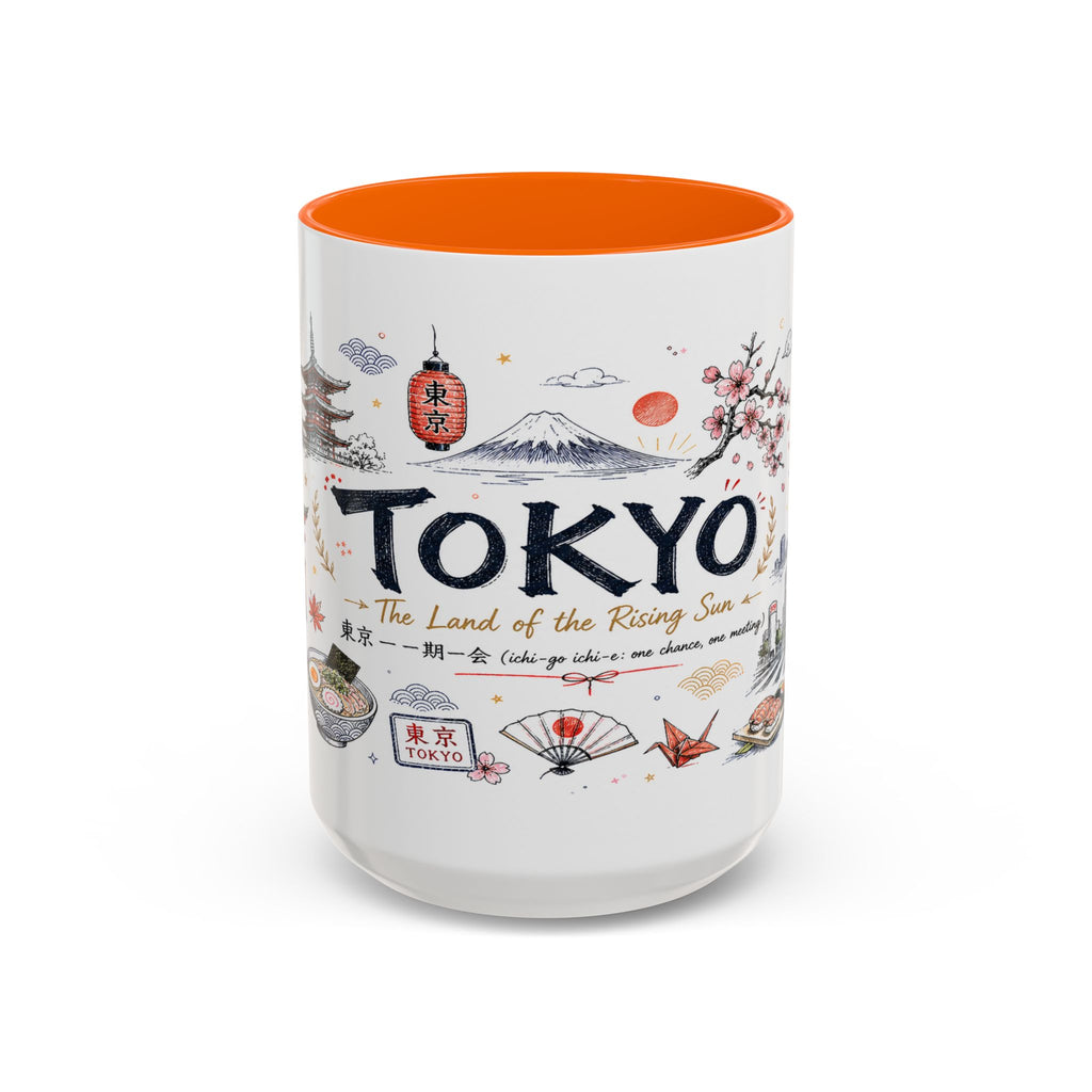 Tokyo Coffee Mug | Japan Souvenir Travel Gift | Accent Color Ceramic 11oz 15oz