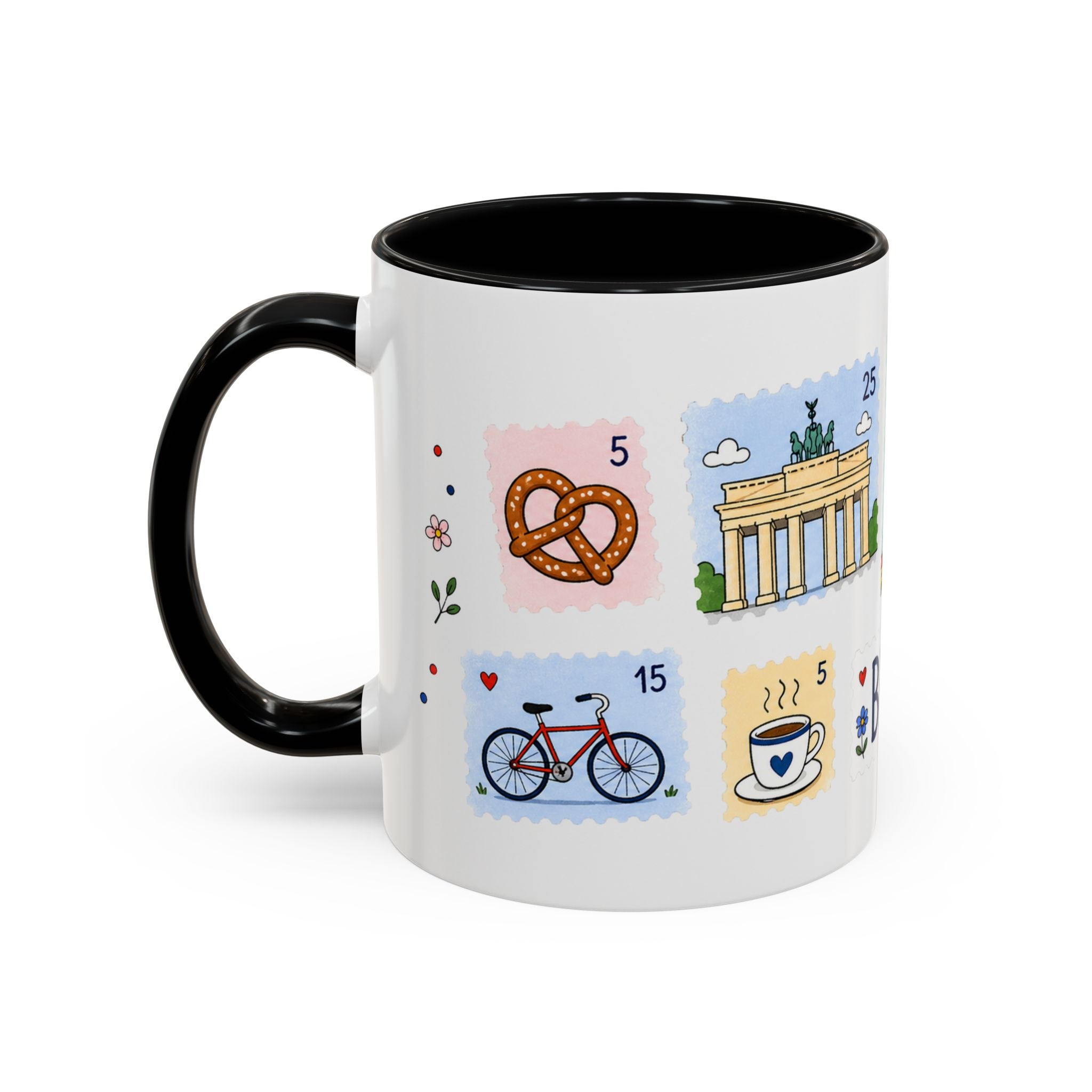 Berlin Coffee Mug | Postage Stamp Collage Mug | Travel Souvenir Accent Cup 11oz 15oz