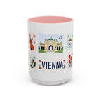 Vienna Coffee Mug | Postage Stamp Collage Mug | Travel Souvenir Accent Cup 11oz 15oz