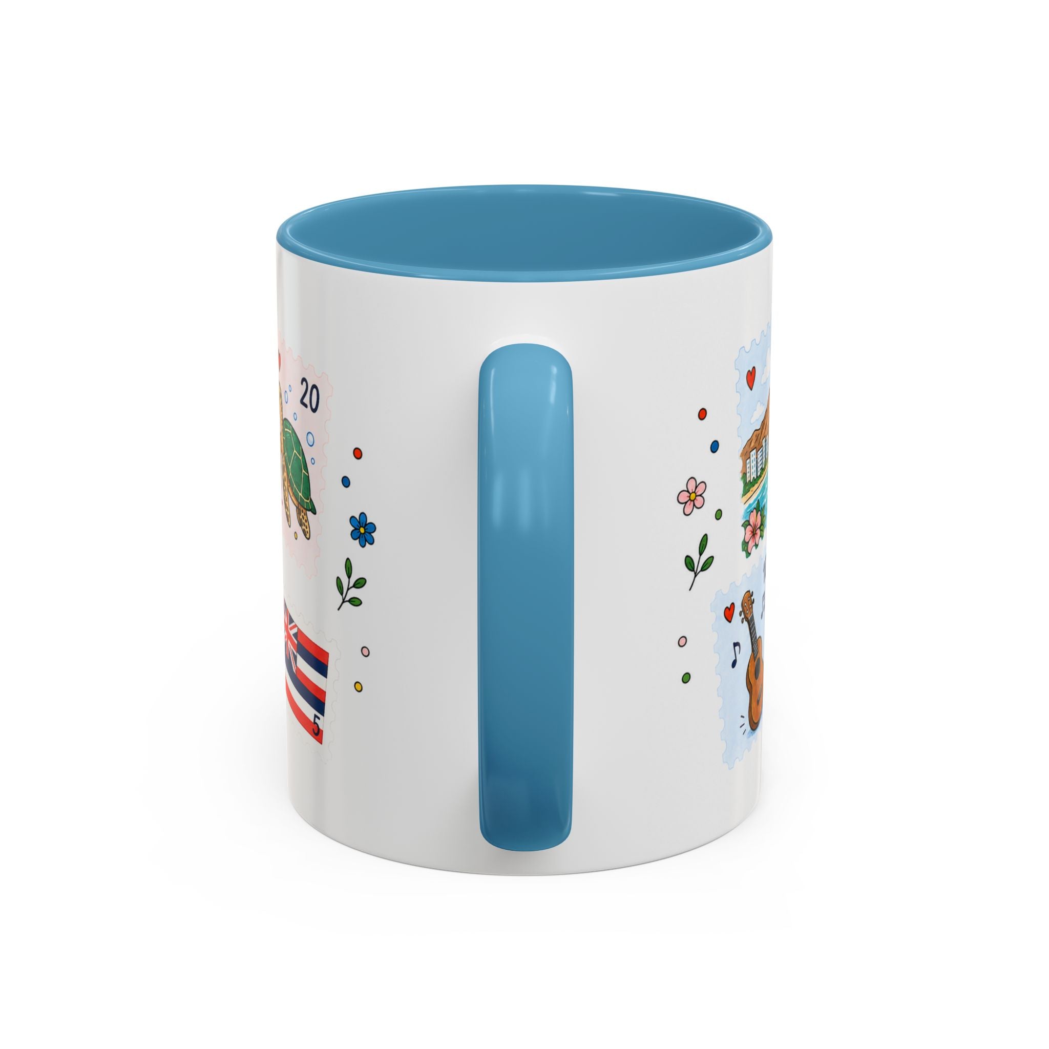 Honolulu Coffee Mug | Postage Stamp Collage Mug | Travel Souvenir Accent Cup 11oz 15oz