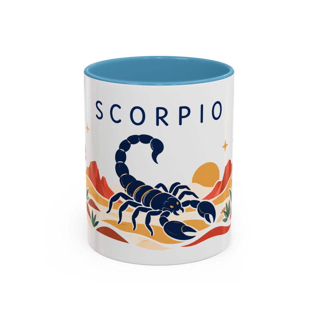 Scorpio Zodiac Coffee Mug | Scorpion and Desert Design | Astrology Birthday Gift | 11 oz 15 oz Ceramic Accent Mug