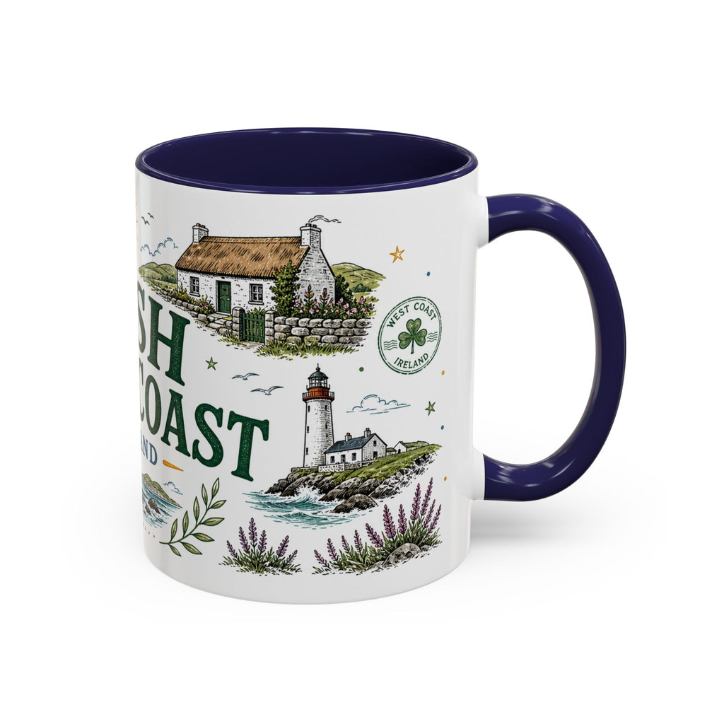 Irish West Coast Coffee Mug | Travel Destination Souvenir Gift | Accent Color Ceramic 11oz 15oz