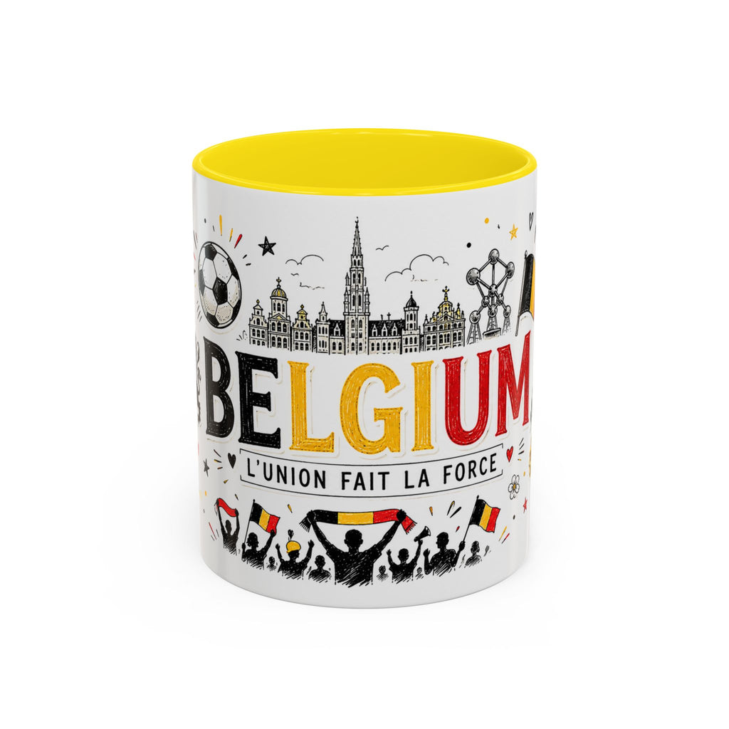 Belgium Soccer Coffee Mug | Soccer Fan Gift | Accent Color Ceramic 11oz 15oz Match Day Cup