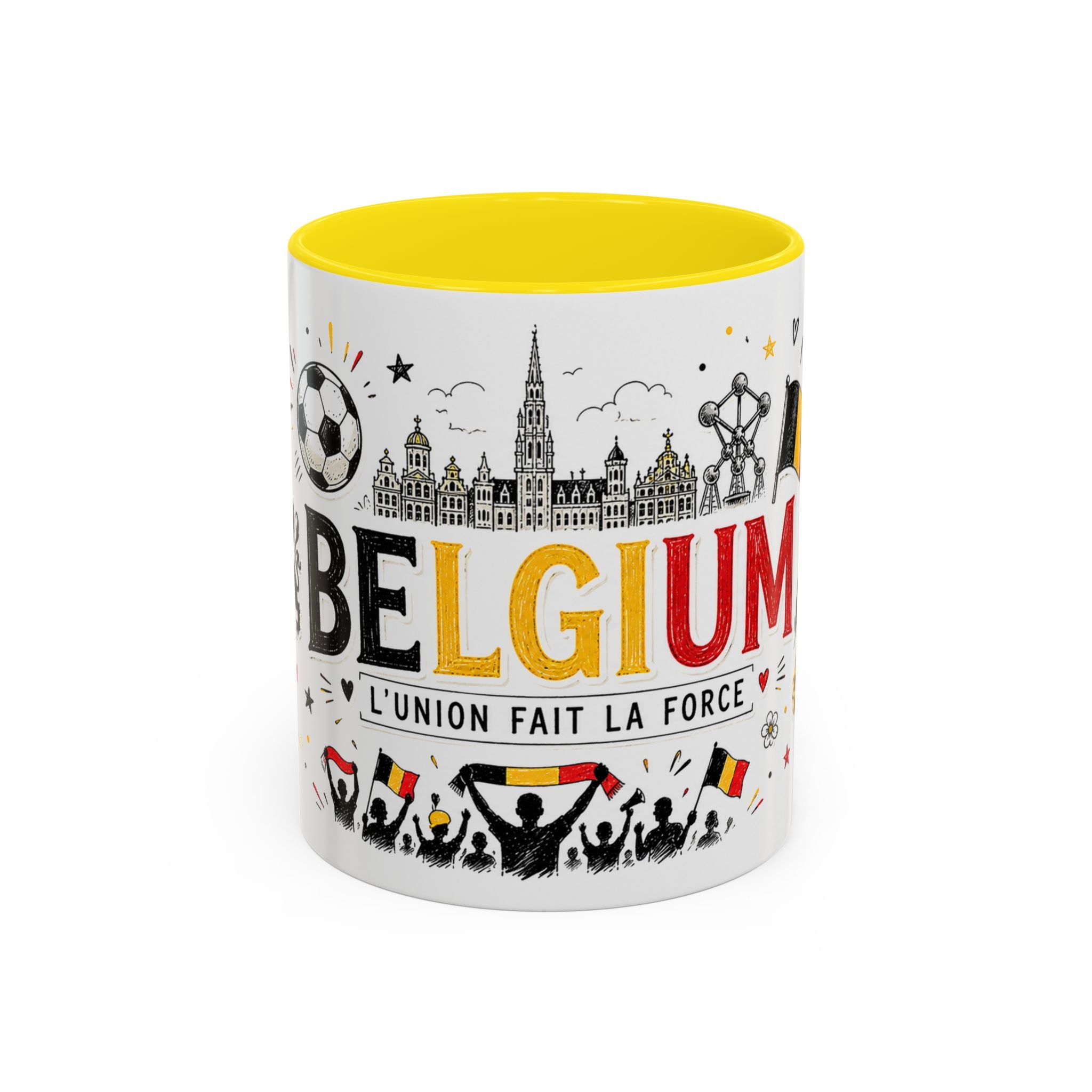 Belgium Soccer Coffee Mug | Soccer Fan Gift | Accent Color Ceramic 11oz 15oz Match Day Cup