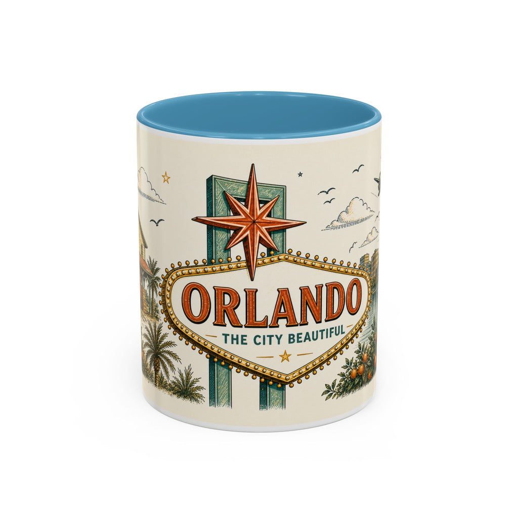 Orlando Coffee Mug | United States Travel Souvenir | Vintage Illustrated City Gift | 11 oz 15 oz Accent Mug