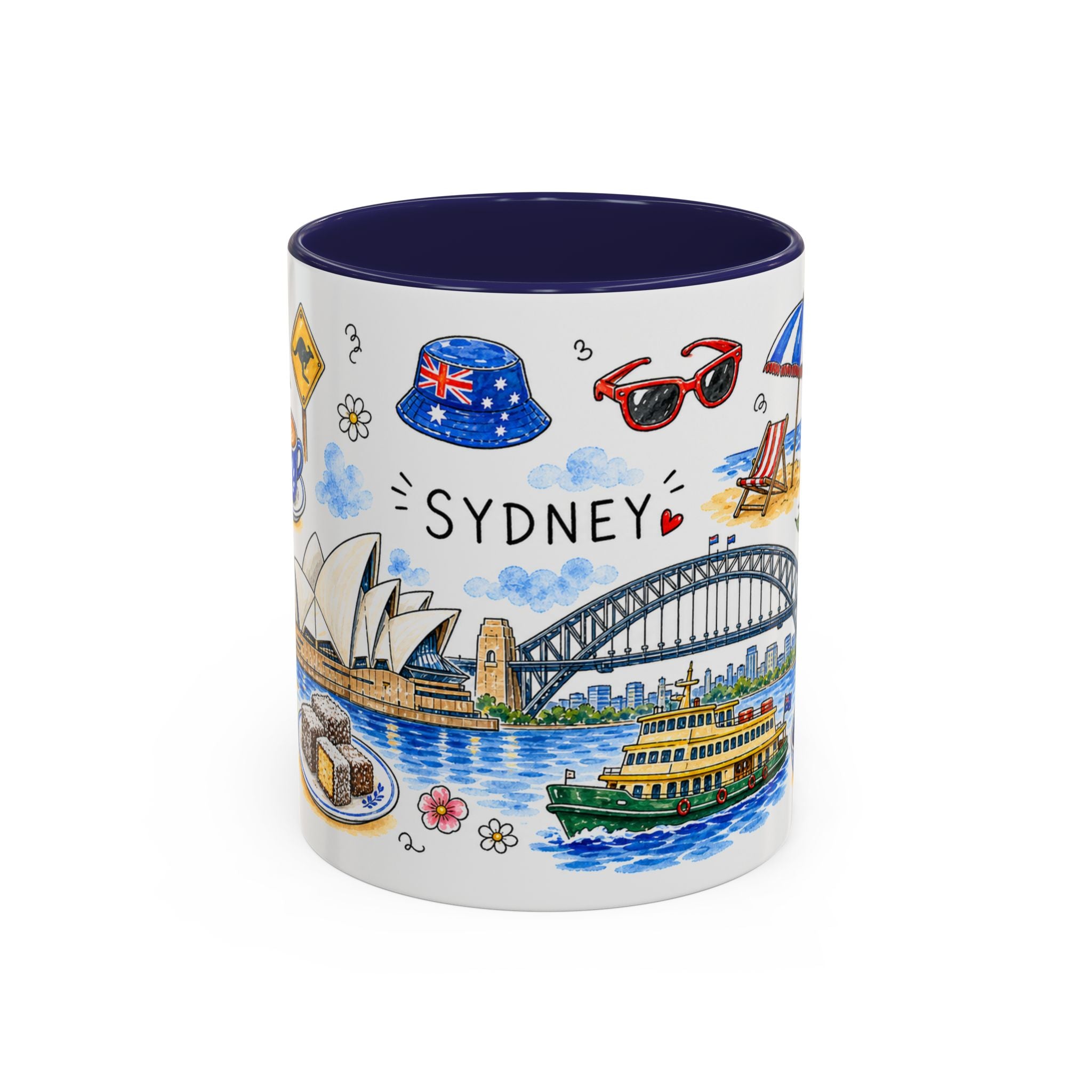 Sydney Illustrated Travel Mug | City Souvenir Accent Coffee Mug | 11oz 15oz Ceramic Cup