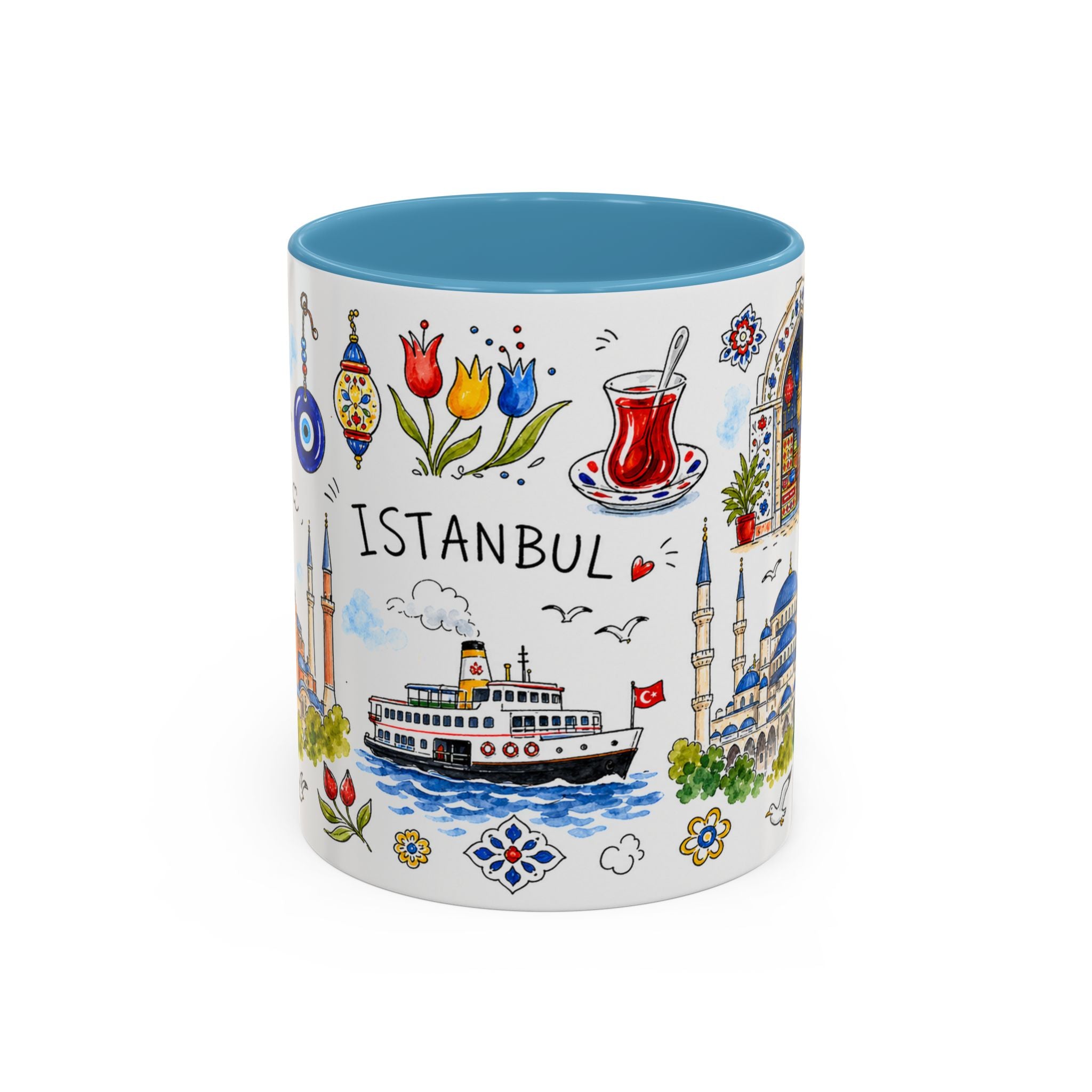Istanbul Travel Mug | European City Souvenir Accent Coffee Mug | 11oz 15oz Ceramic Cup