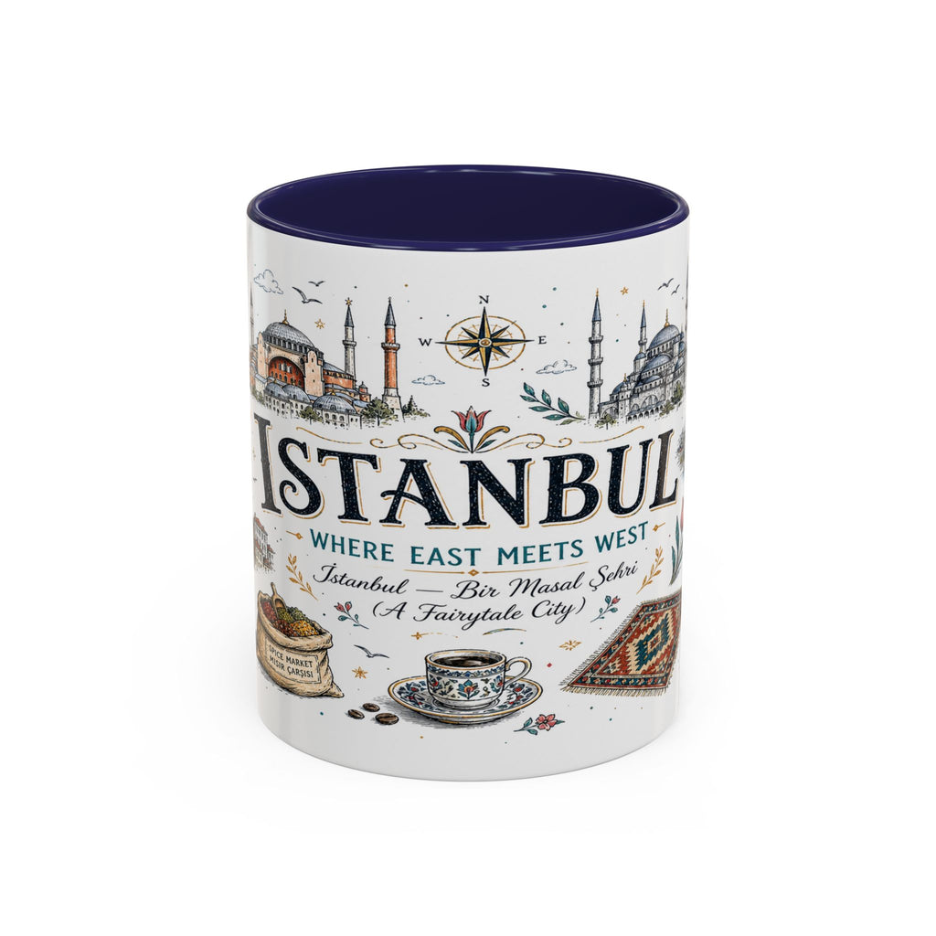 Istanbul Coffee Mug | Turkey Souvenir Travel Gift | Accent Color Ceramic 11oz 15oz