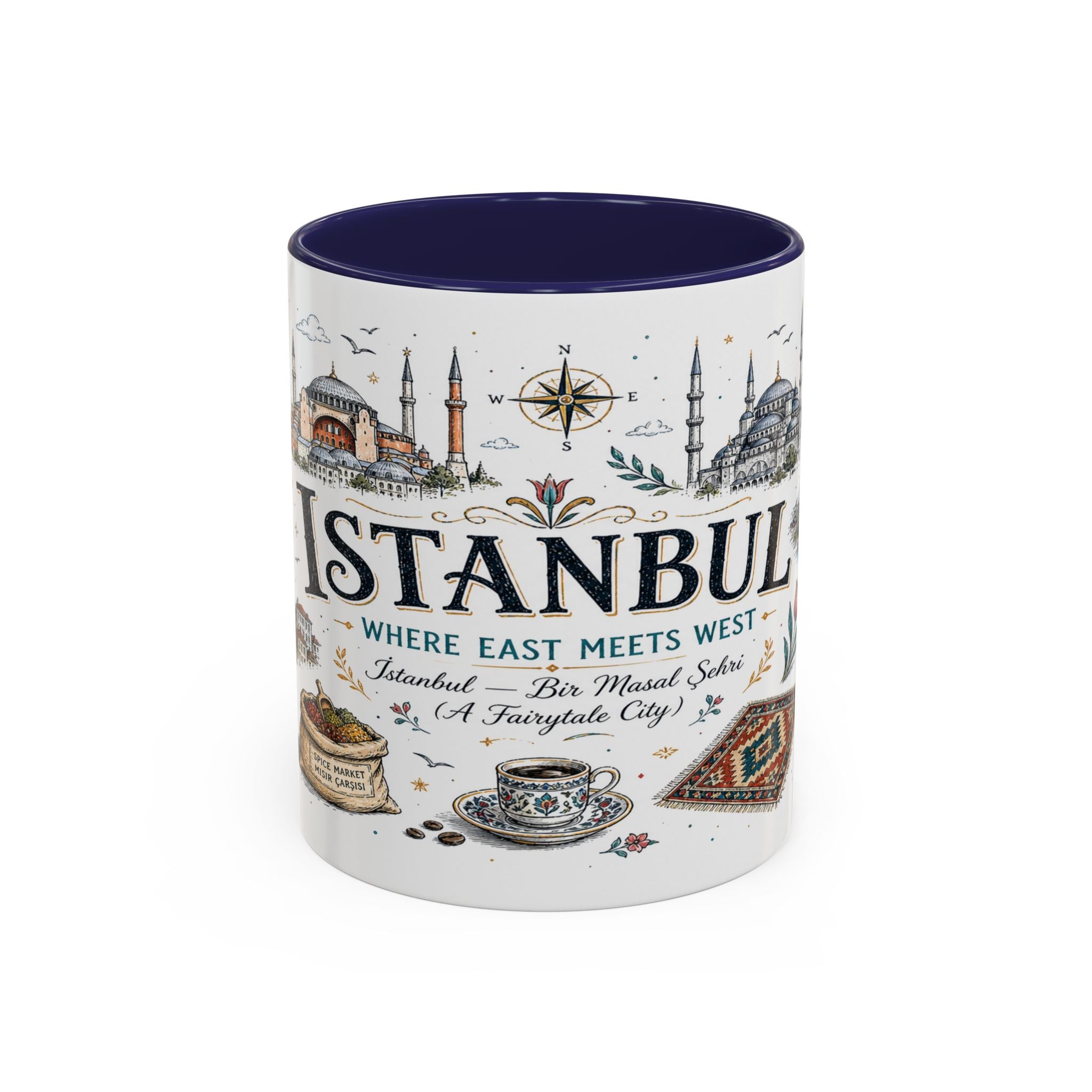 Istanbul Coffee Mug | Turkey Souvenir Travel Gift | Accent Color Ceramic 11oz 15oz