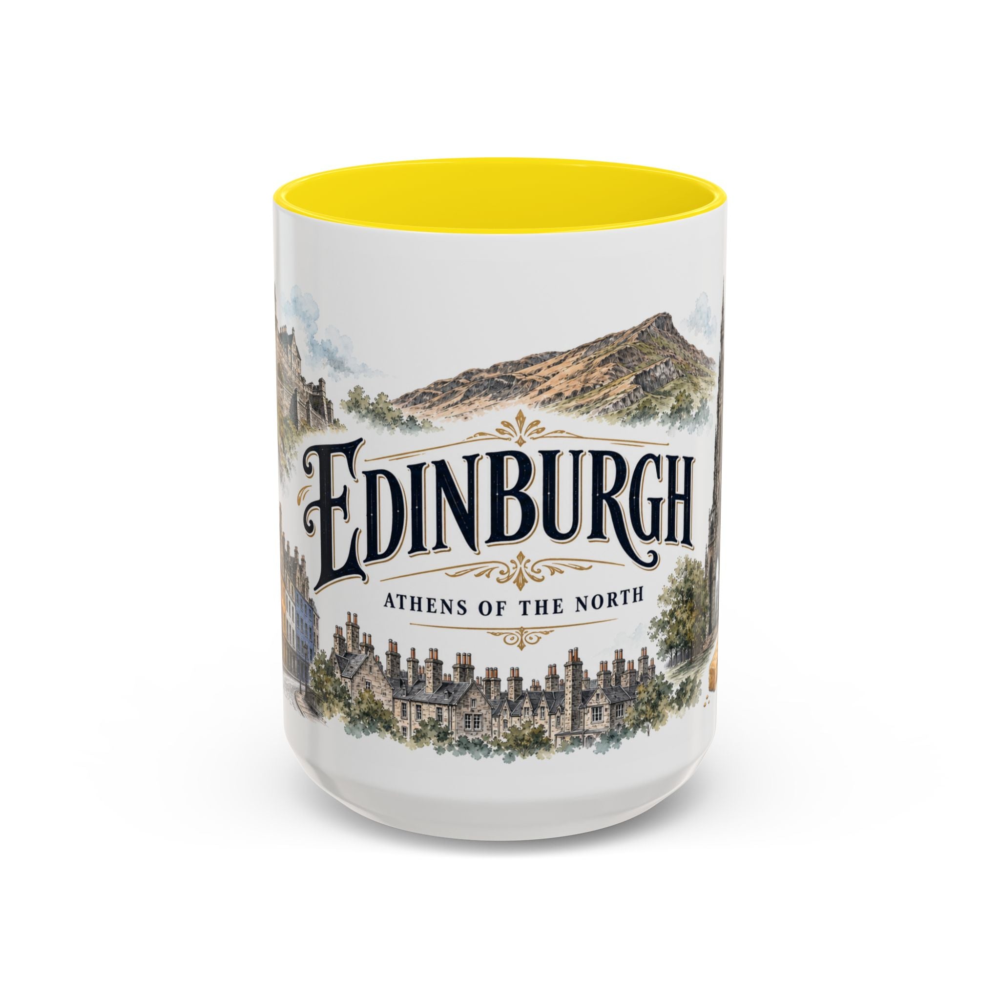 Edinburgh Coffee Mug | United Kingdom Travel Souvenir | Vintage Illustrated City Gift | 11 oz 15 oz Accent Mug