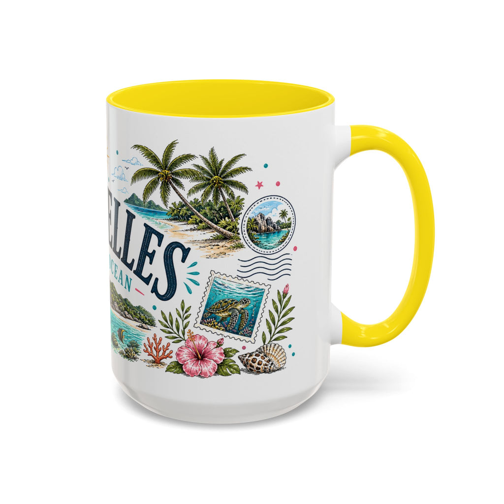 Seychelles Coffee Mug | Travel Destination Souvenir Gift | Accent Color Ceramic 11oz 15oz