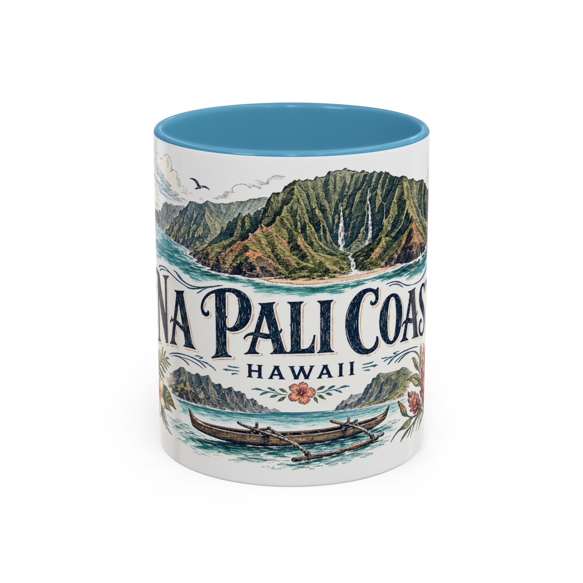 Na Pali Coast Mug, Hawaii Travel Souvenir, Bucket List Gift, Accent Ceramic Coffee Mug 11oz 15oz