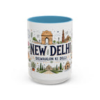 New Delhi Coffee Mug | India Souvenir Travel Gift | Accent Color Ceramic 11oz 15oz