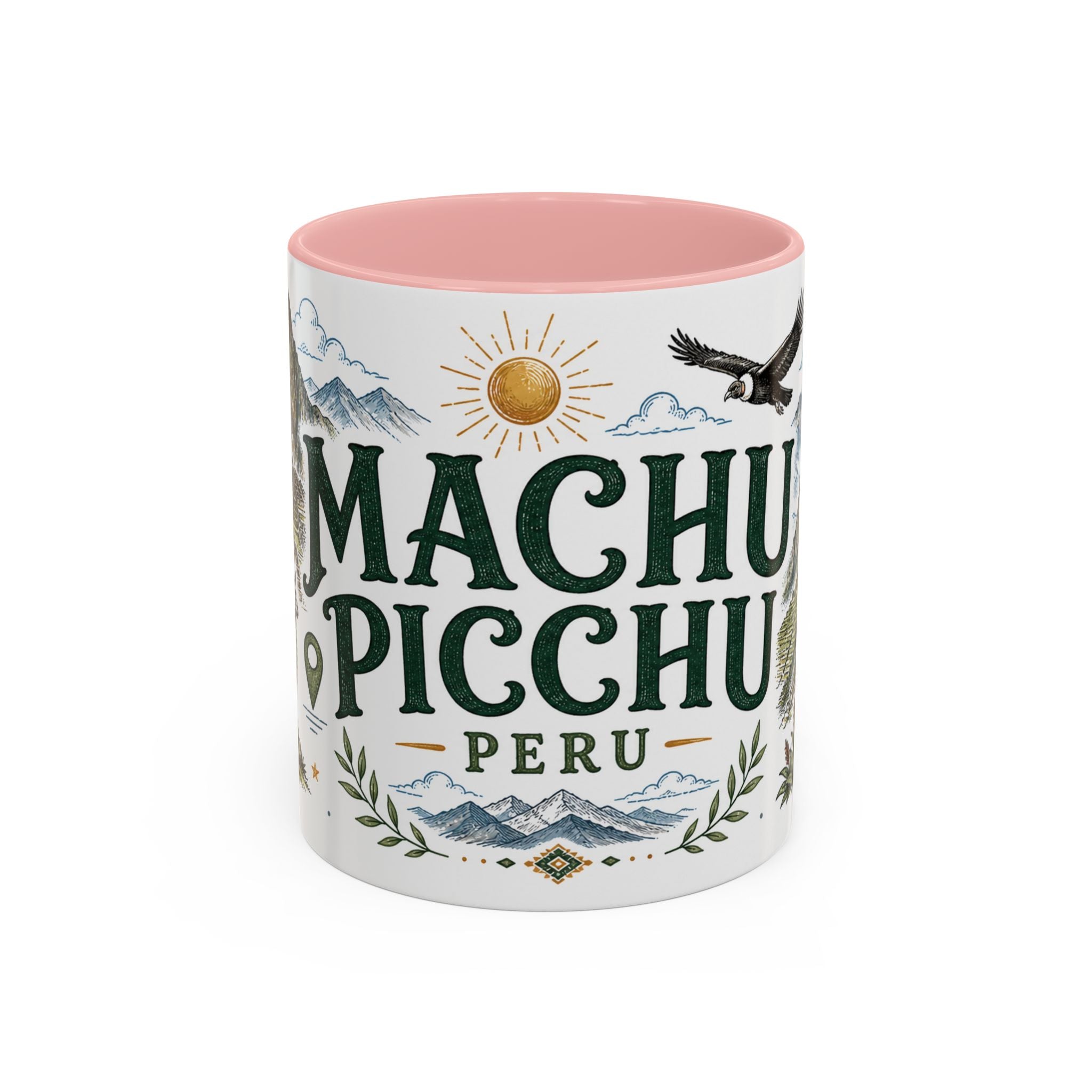 Machu Picchu Coffee Mug | Travel Destination Souvenir Gift | Accent Color Ceramic 11oz 15oz